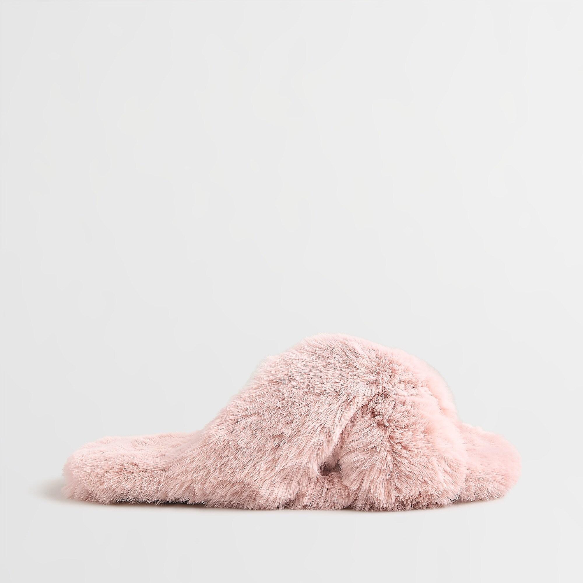 J.Crew Fuzzy Criss-cross Slippers in Soft Rose (Pink) - Lyst