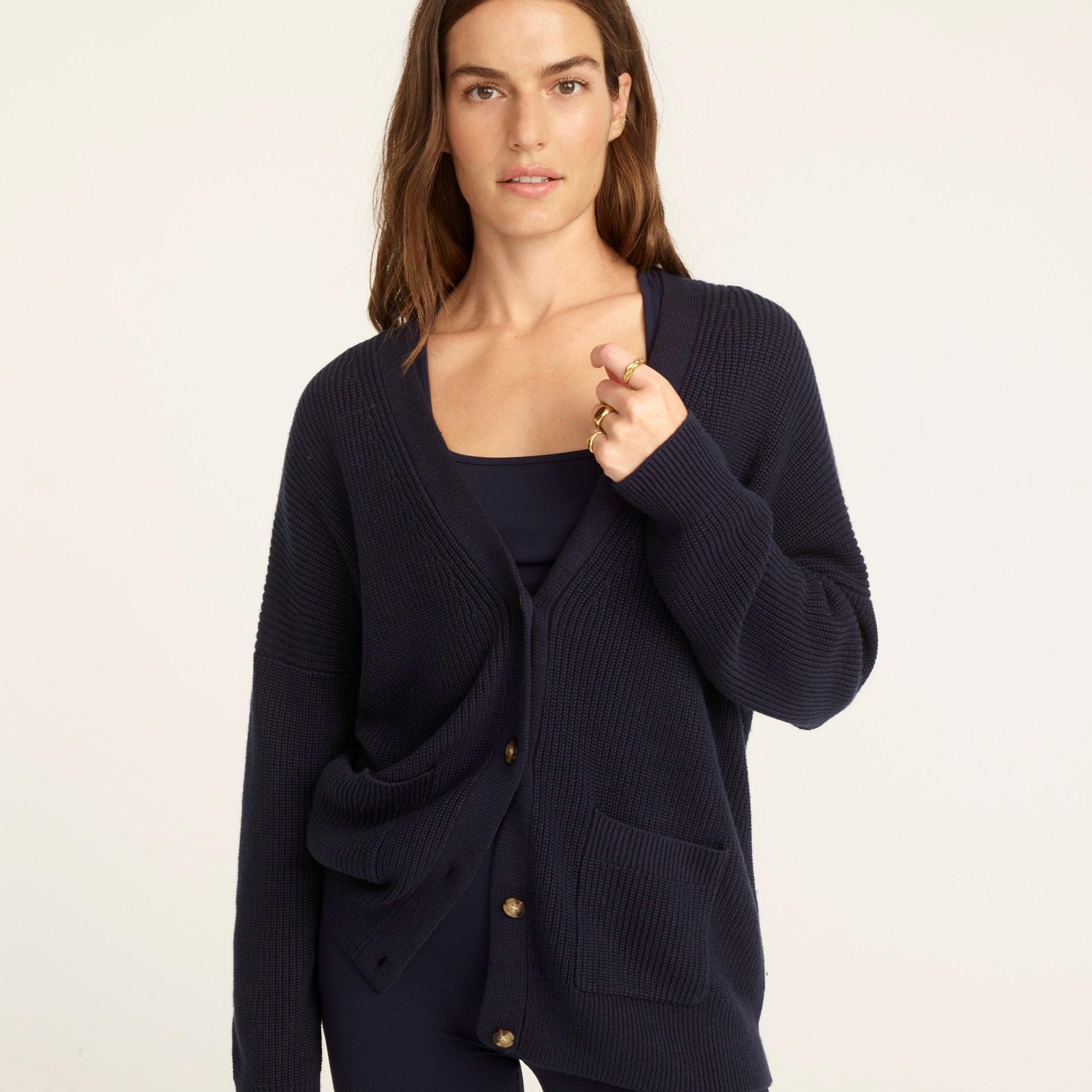 navy cashmere cardigan sweater women's