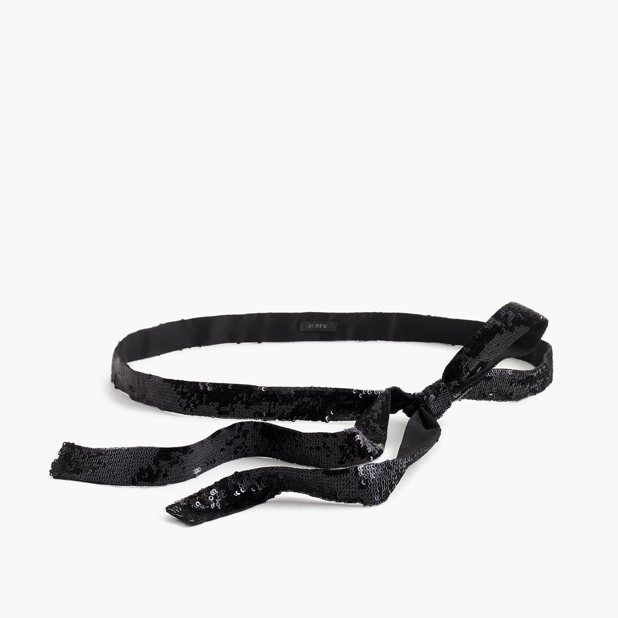 J.Crew Sequin Tie Belt in Black | Lyst