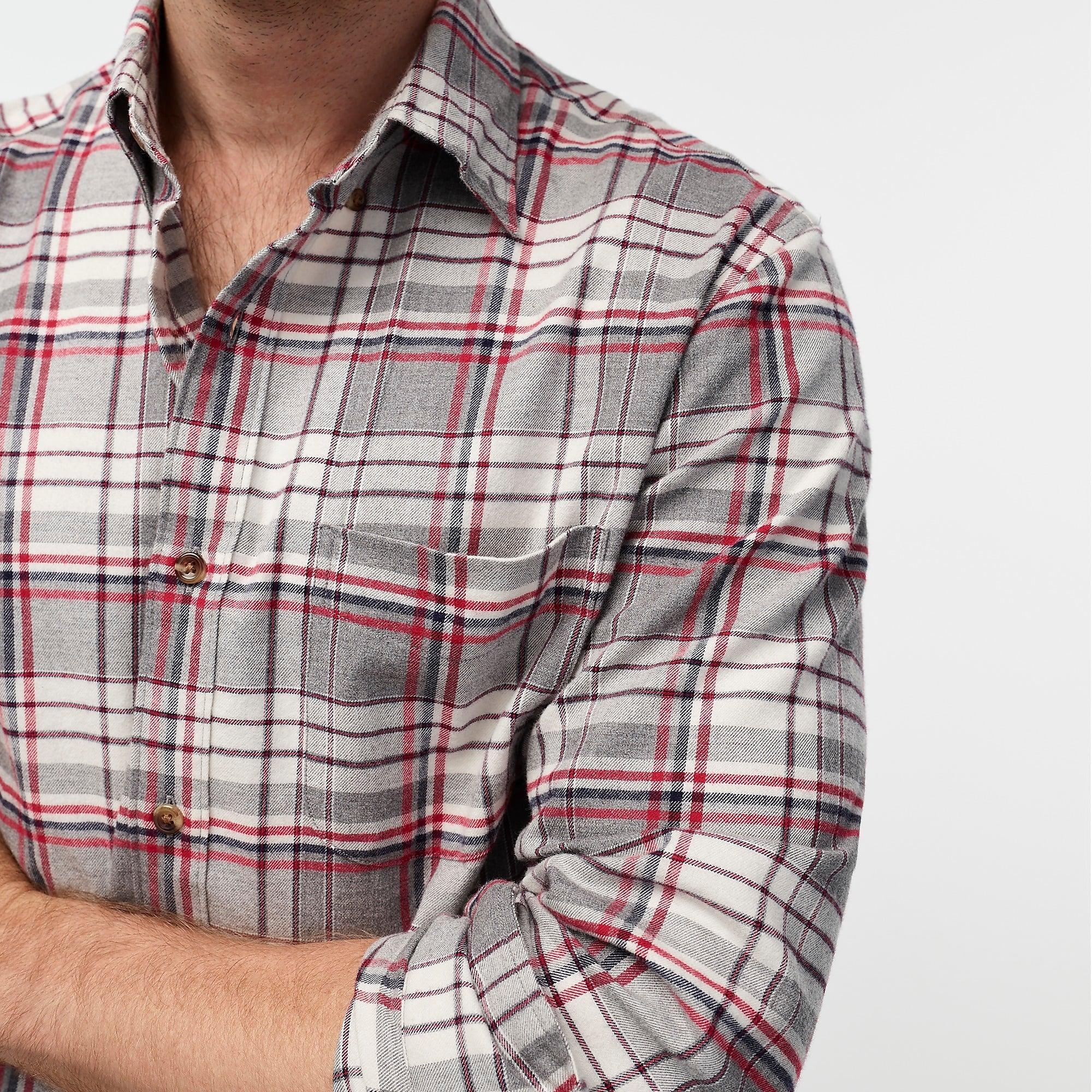 J.Crew Flannel Slim Untucked Brushed Twill Shirt In Tartan Plaid for
