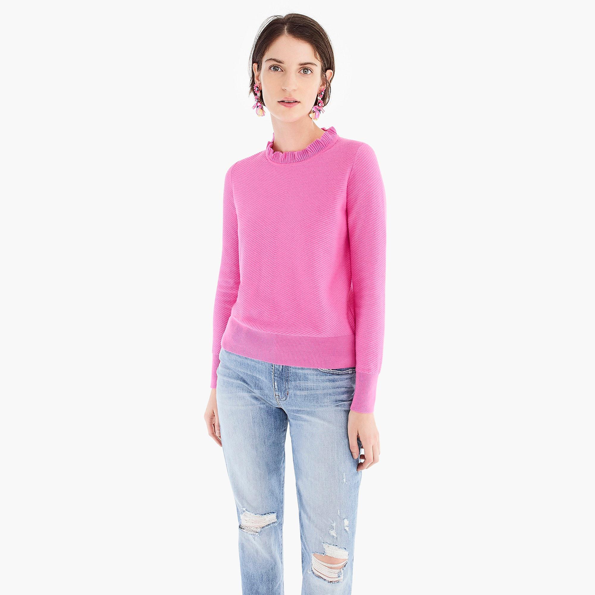 j crew ruffle neck pullover sweater