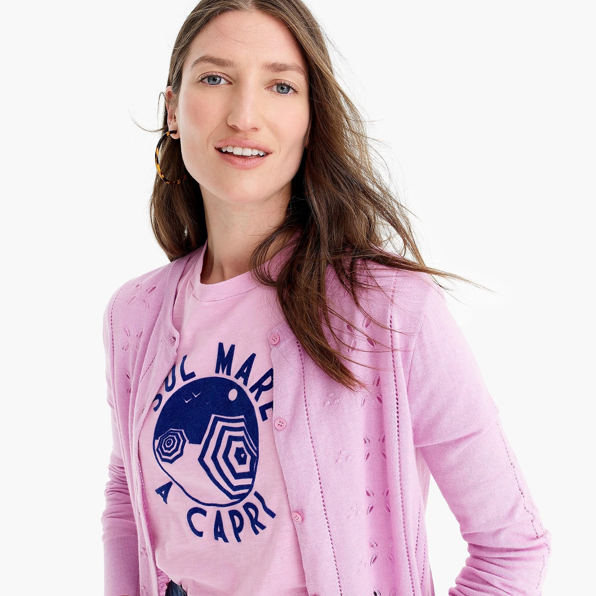 J.Crew Cotton Jackie Cardigan Sweater With Eyelet Cutouts Lyst