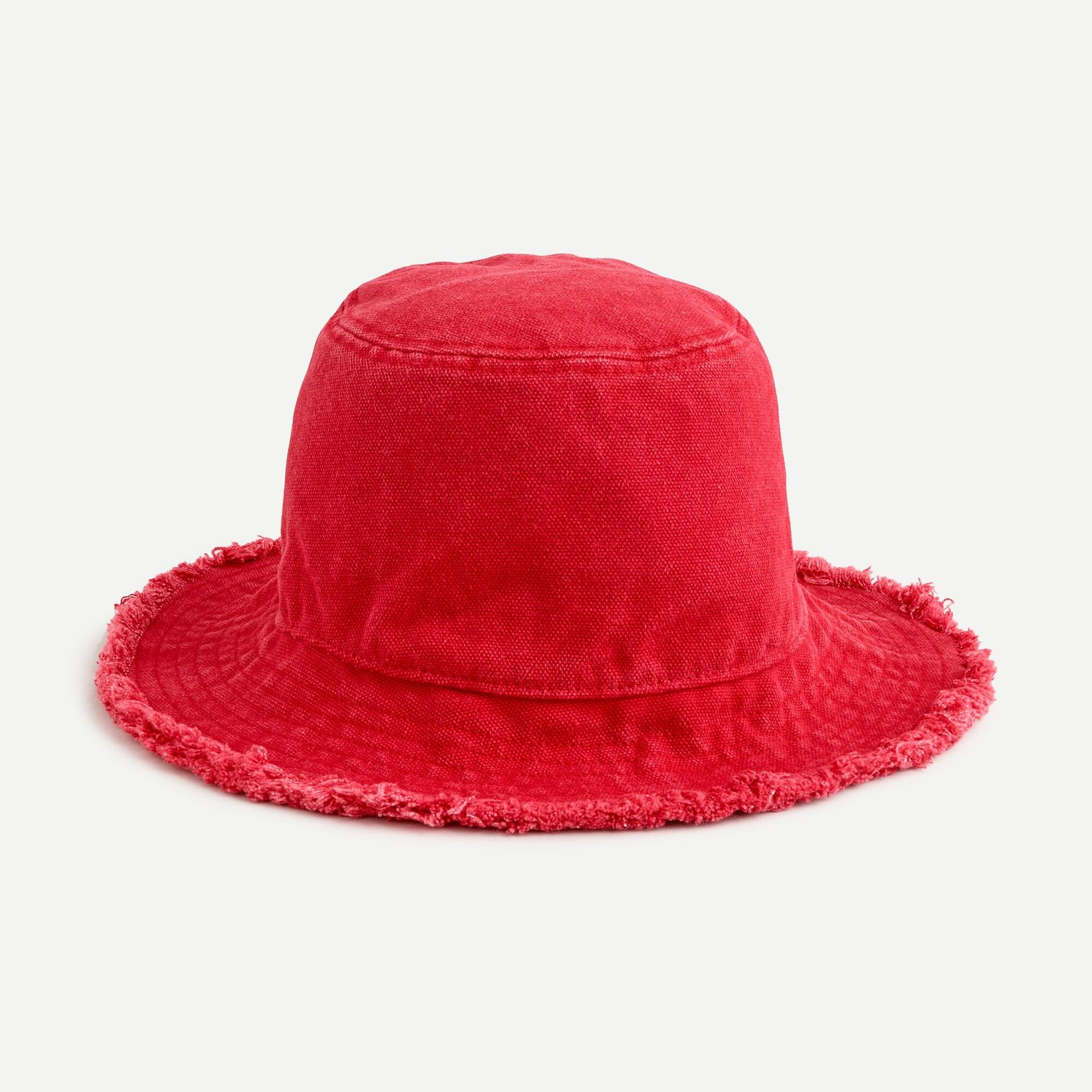 J.Crew Canvas Frayededge Bucket Hat in Red Lyst