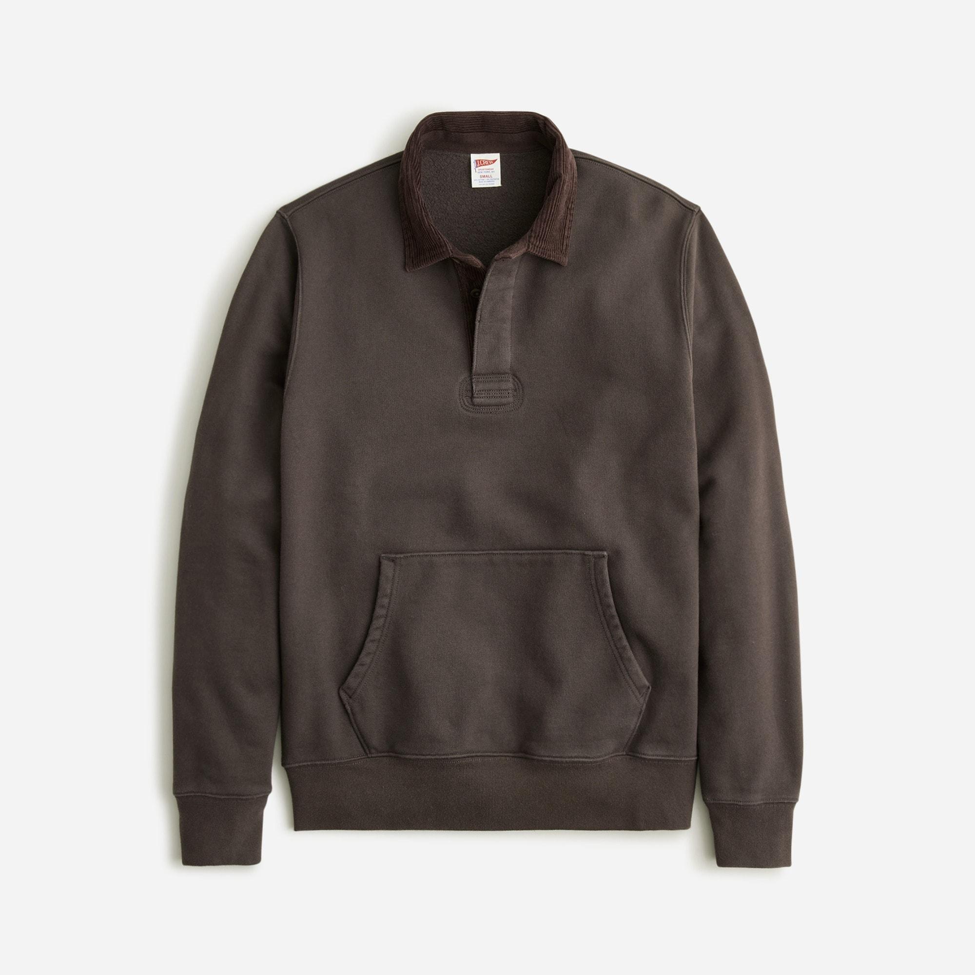 J.Crew Heritage 14 Oz. Fleece Rugby Pullover With Corduroy Collar