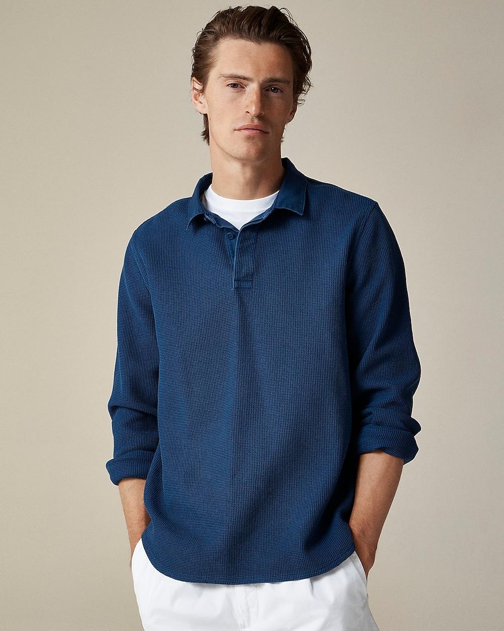 J.Crew Waffle-Knit Rugby Shirt in Blue for Men | Lyst