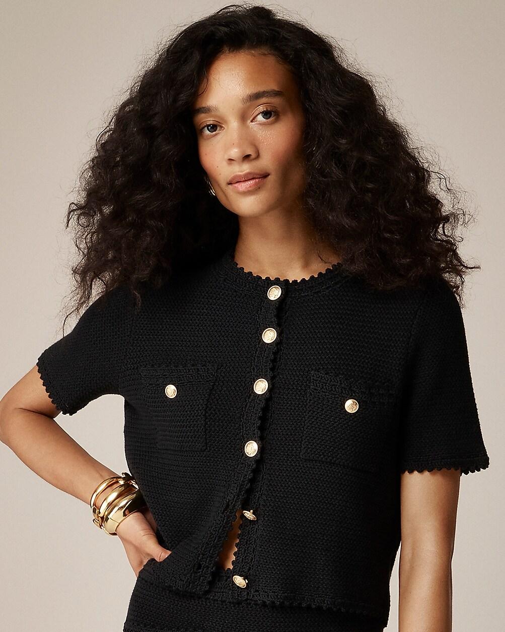 Short Black Sweater Coats Short Sleeve Sweater Jacket Short-Sleeve