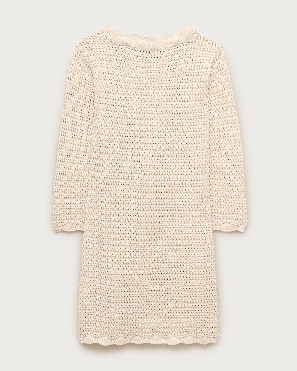 j crew crochet panel mini dress J.Crew Scallop-Trim Crochet Mini Dress in Natural