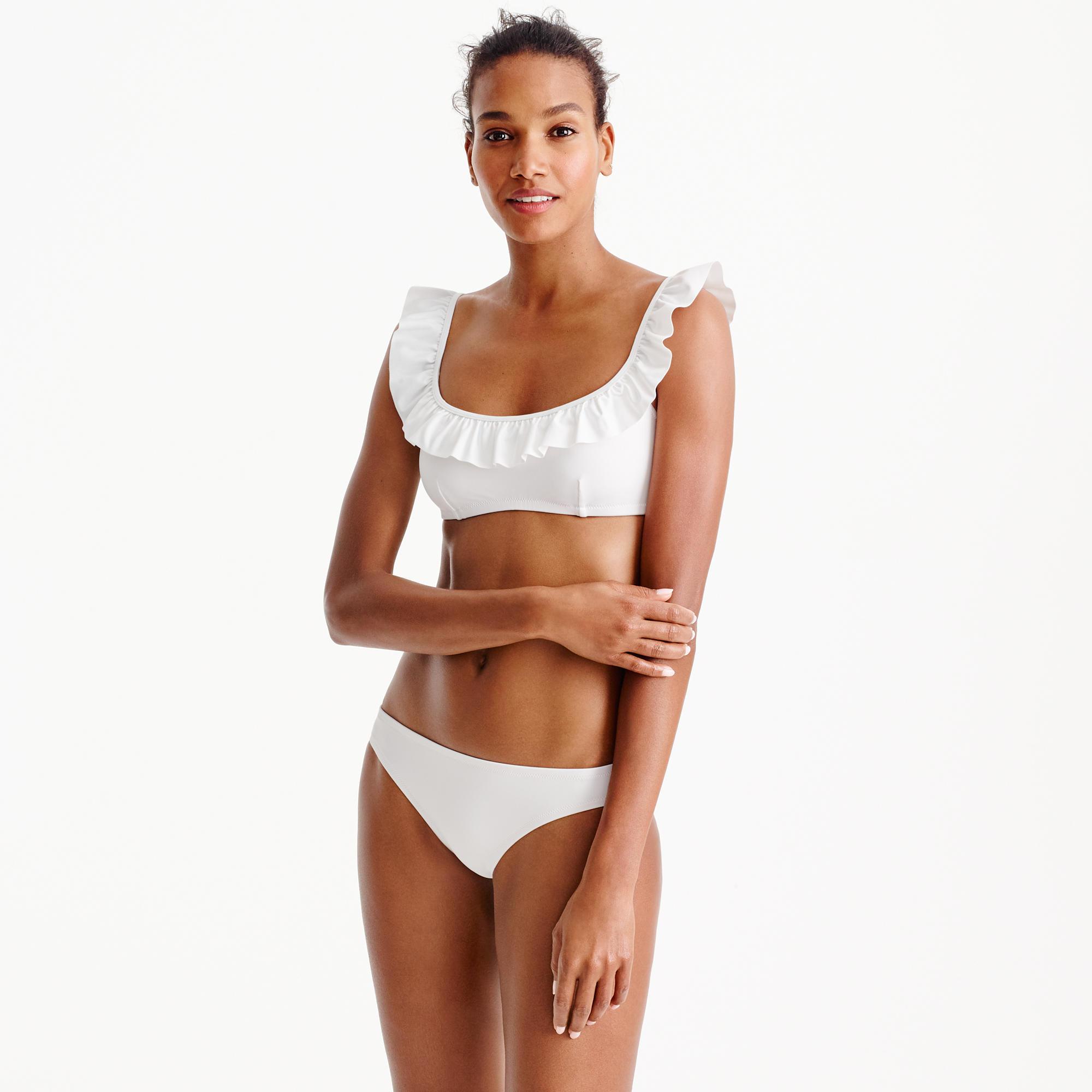 white ruffle bathing suit top