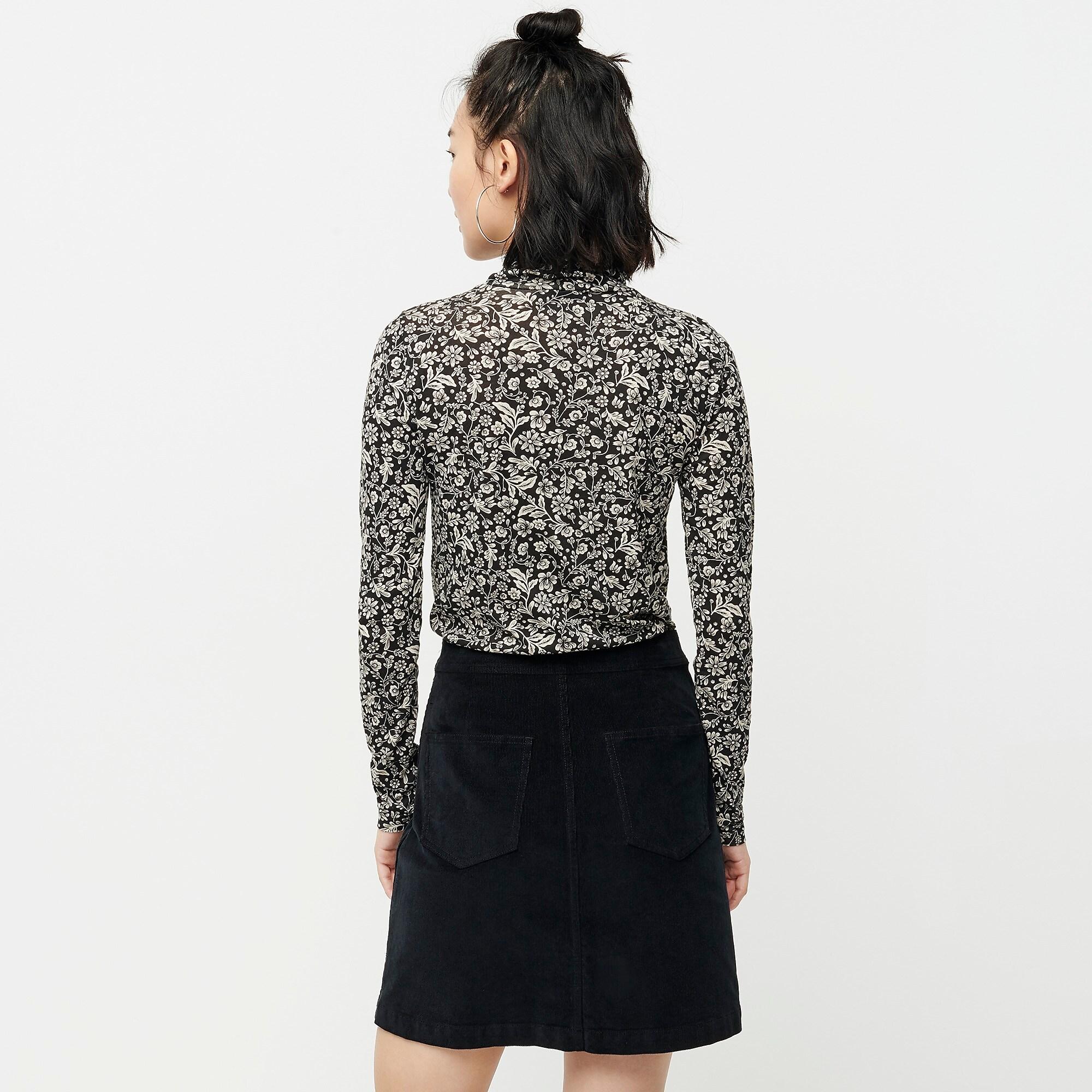 J.Crew Cotton Tissue Turtleneck In Floral in Black Beige (Black) - Lyst