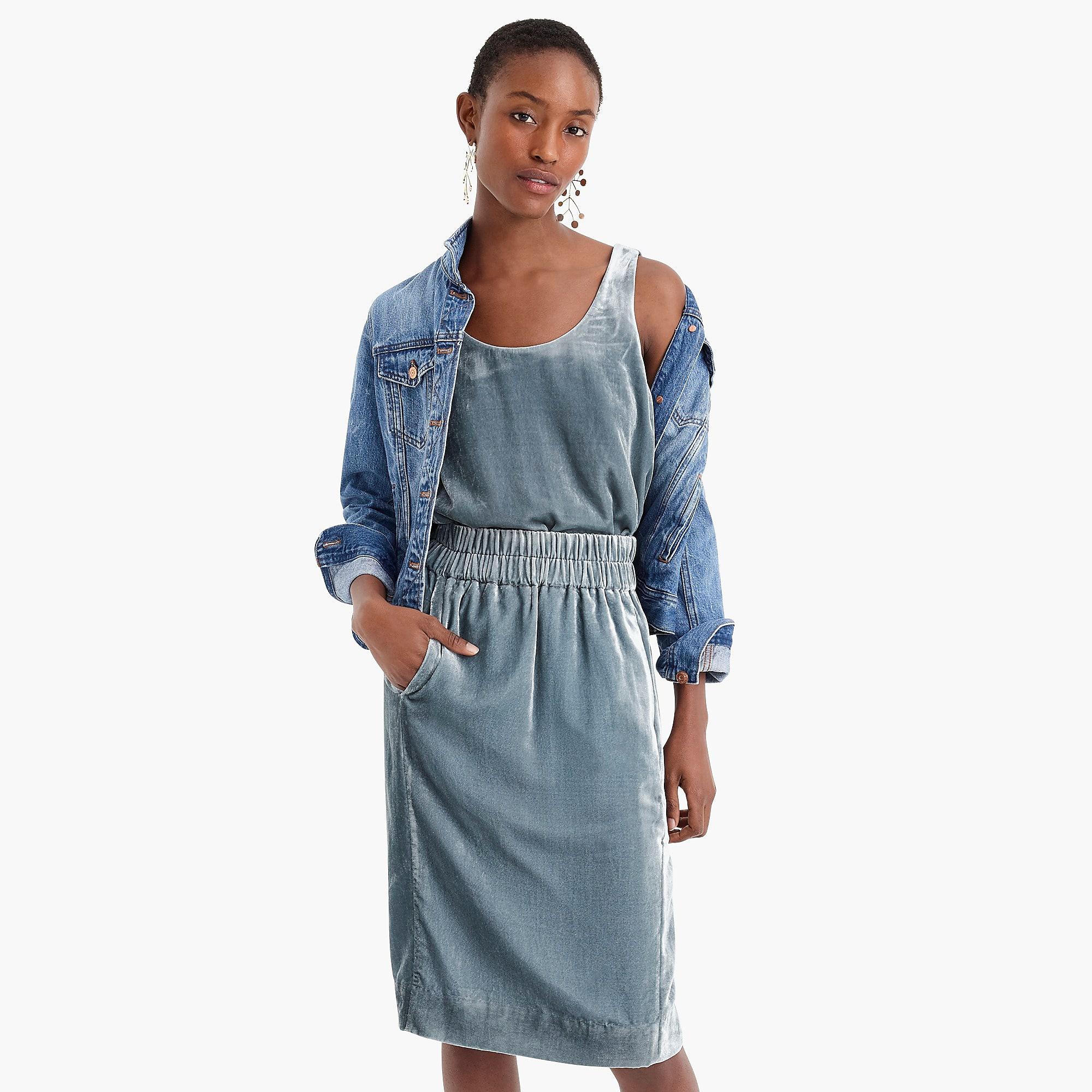 j crew blue velvet dress