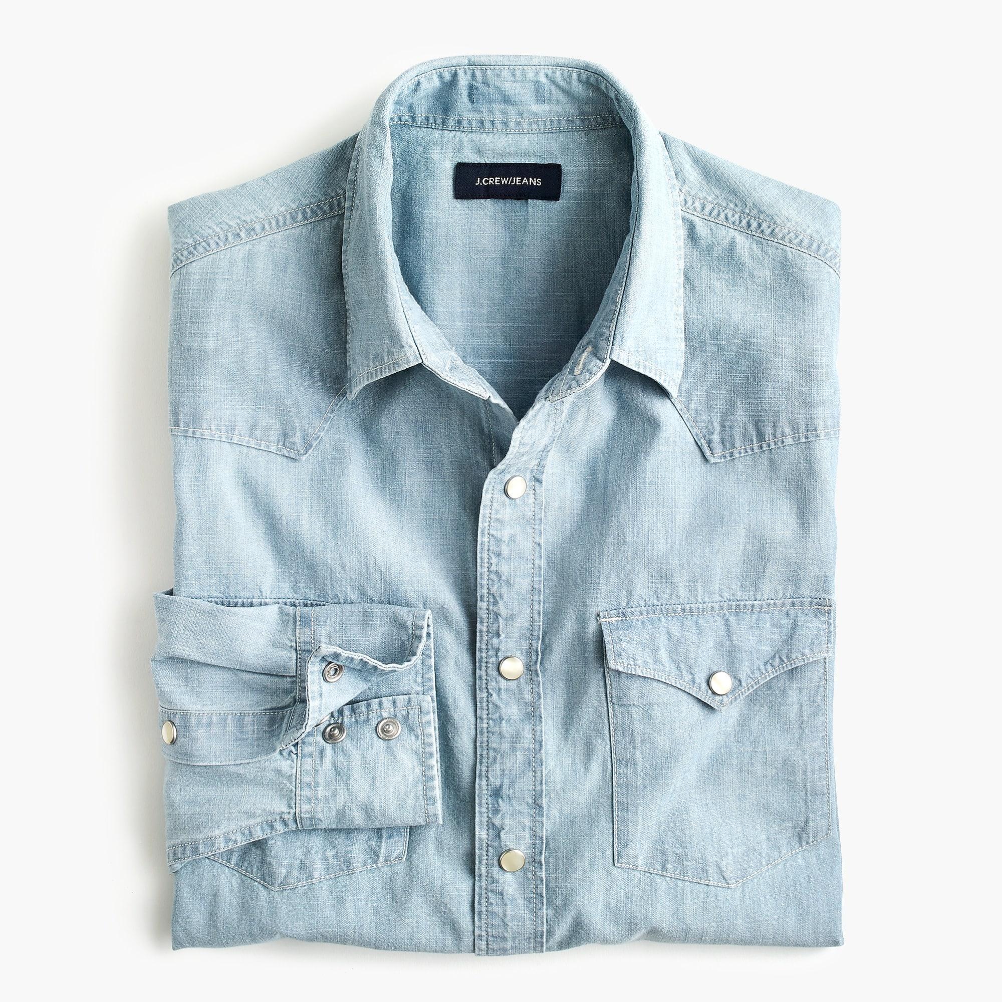 J.Crew Denim Slim Indigo Chambray Western Shirt in Blue for Men Lyst