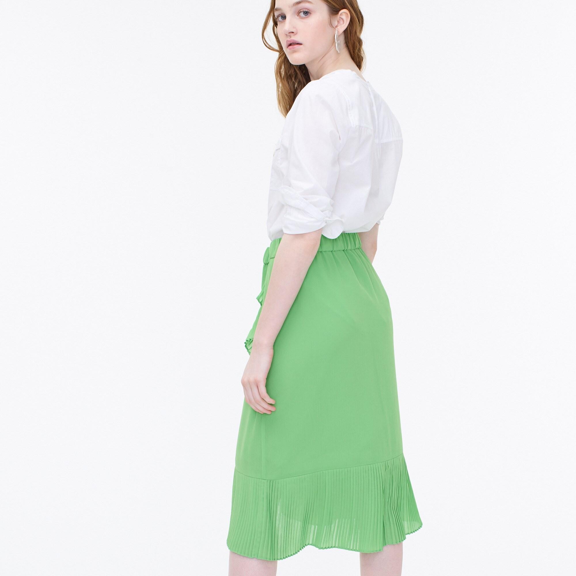 J.Crew Tuliphem Skirt With Pleated Ruffle in Vivid Lime (Green) Lyst