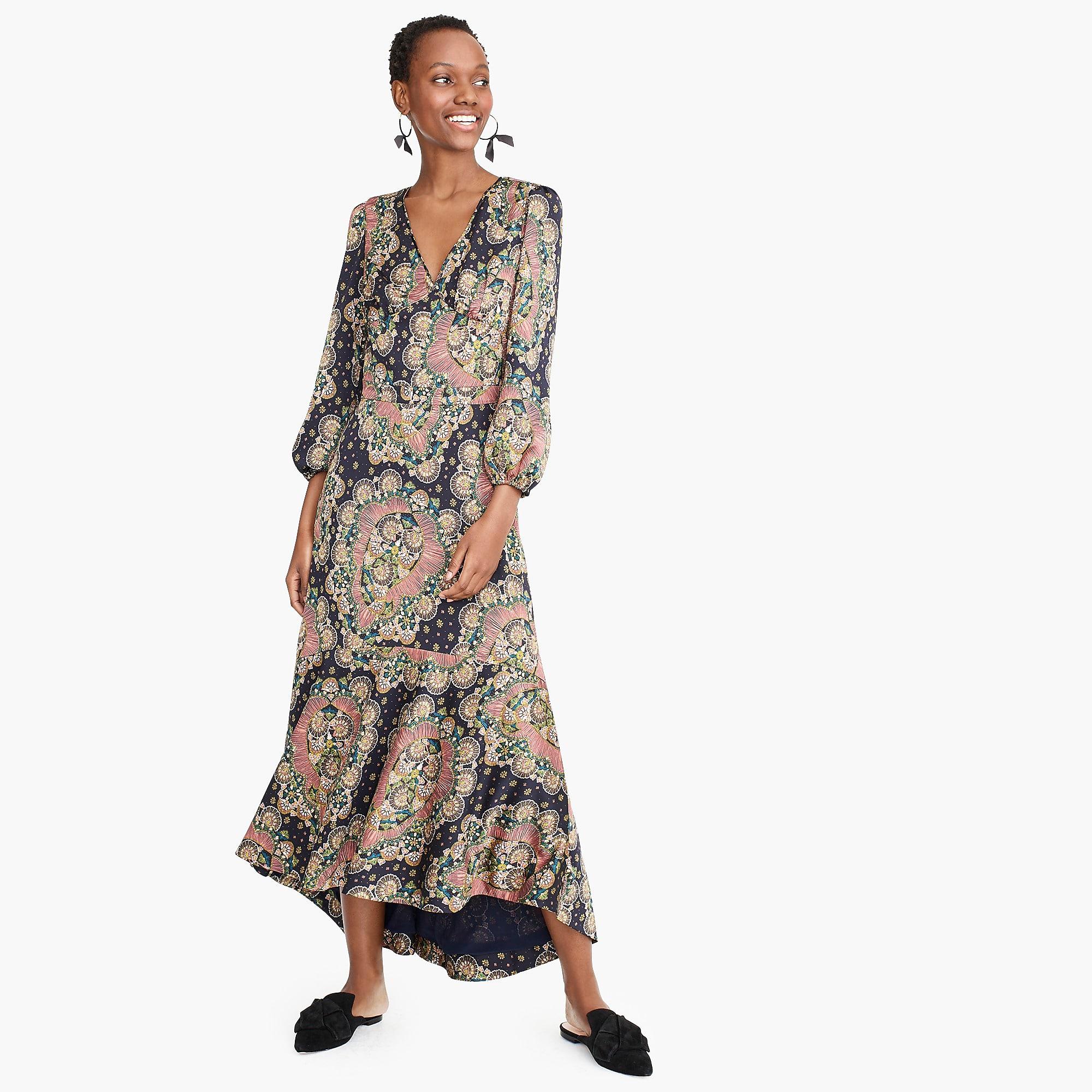 long sleeve paisley dress