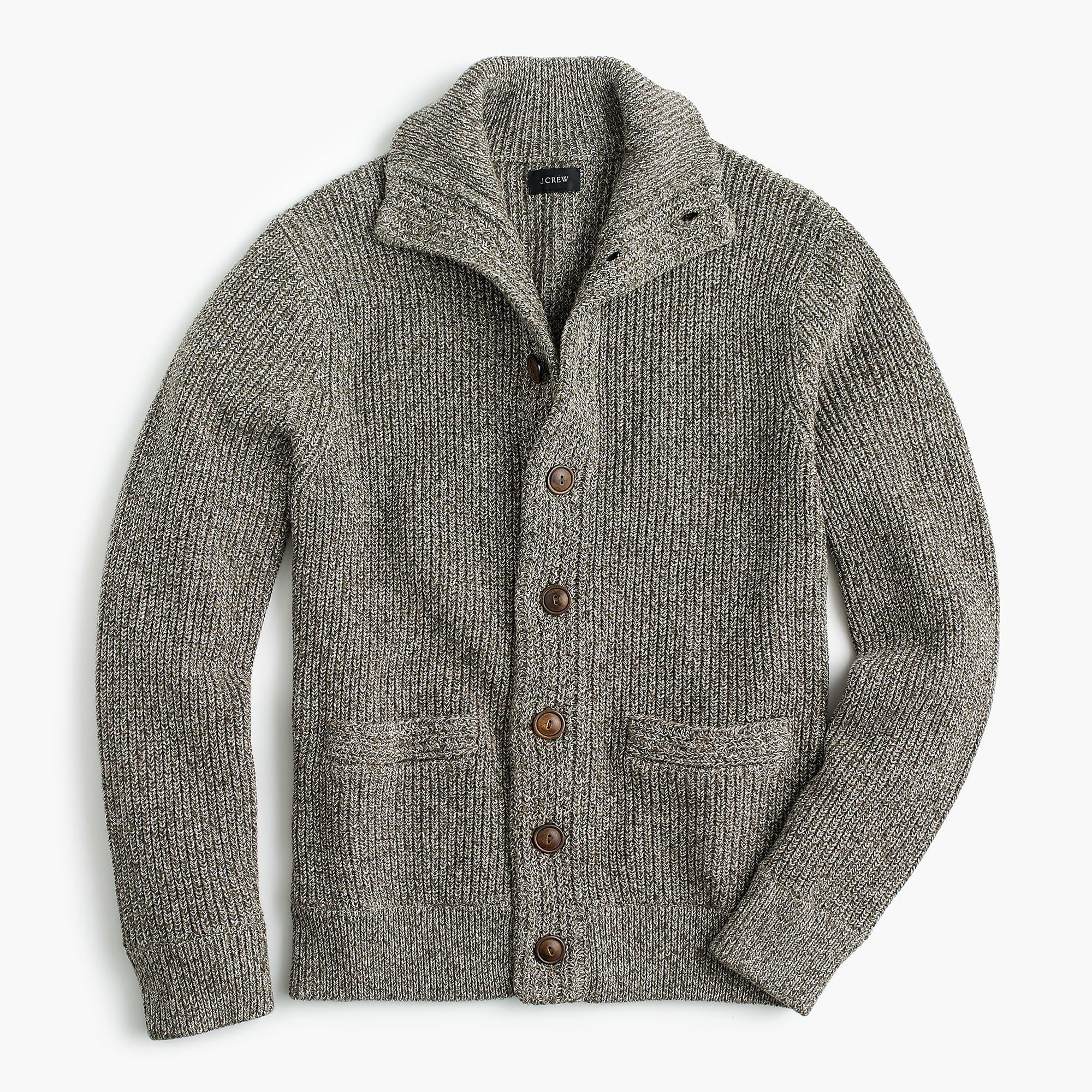 J.Crew Marled Cotton Mockneck Cardigan Sweater in Gray for Men | Lyst