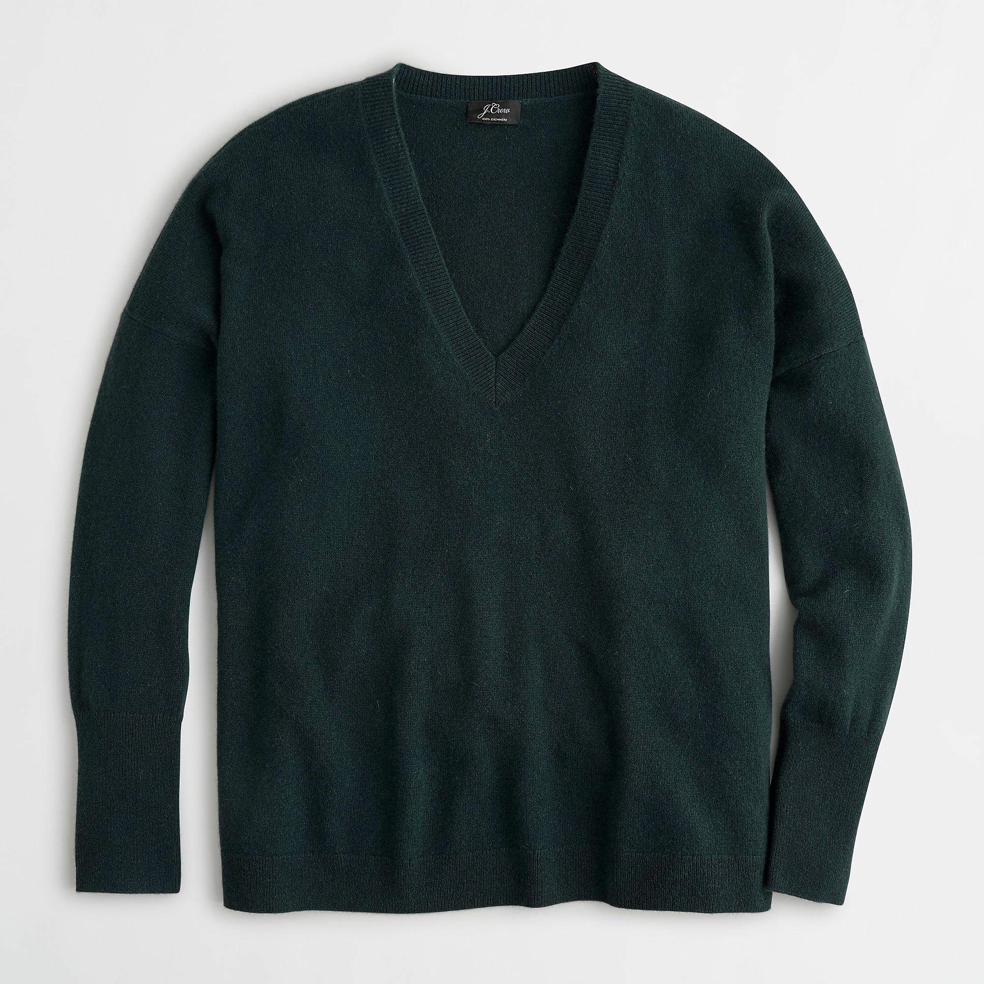 J.Crew Cashmere Vneck Boyfriend Sweater in Green Lyst