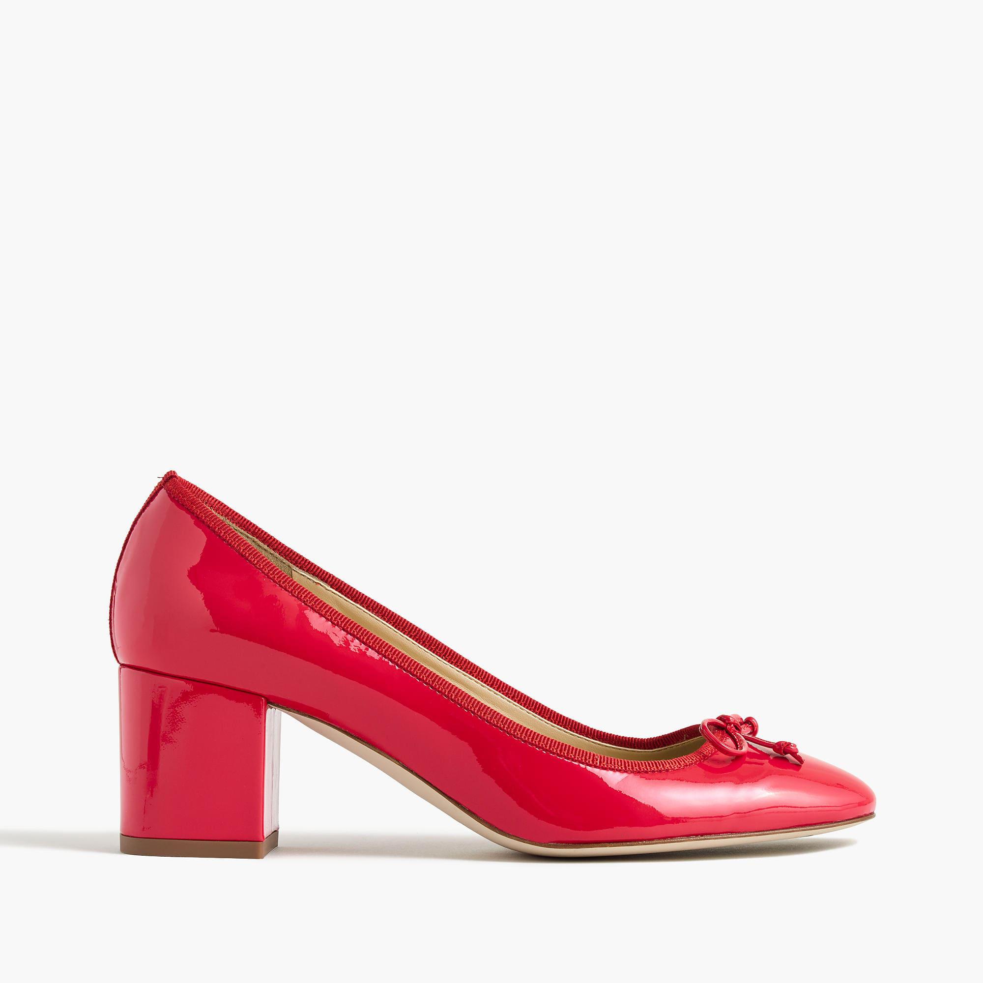 J.Crew Evie Ballet Heel In Patent Leather in Red | Lyst