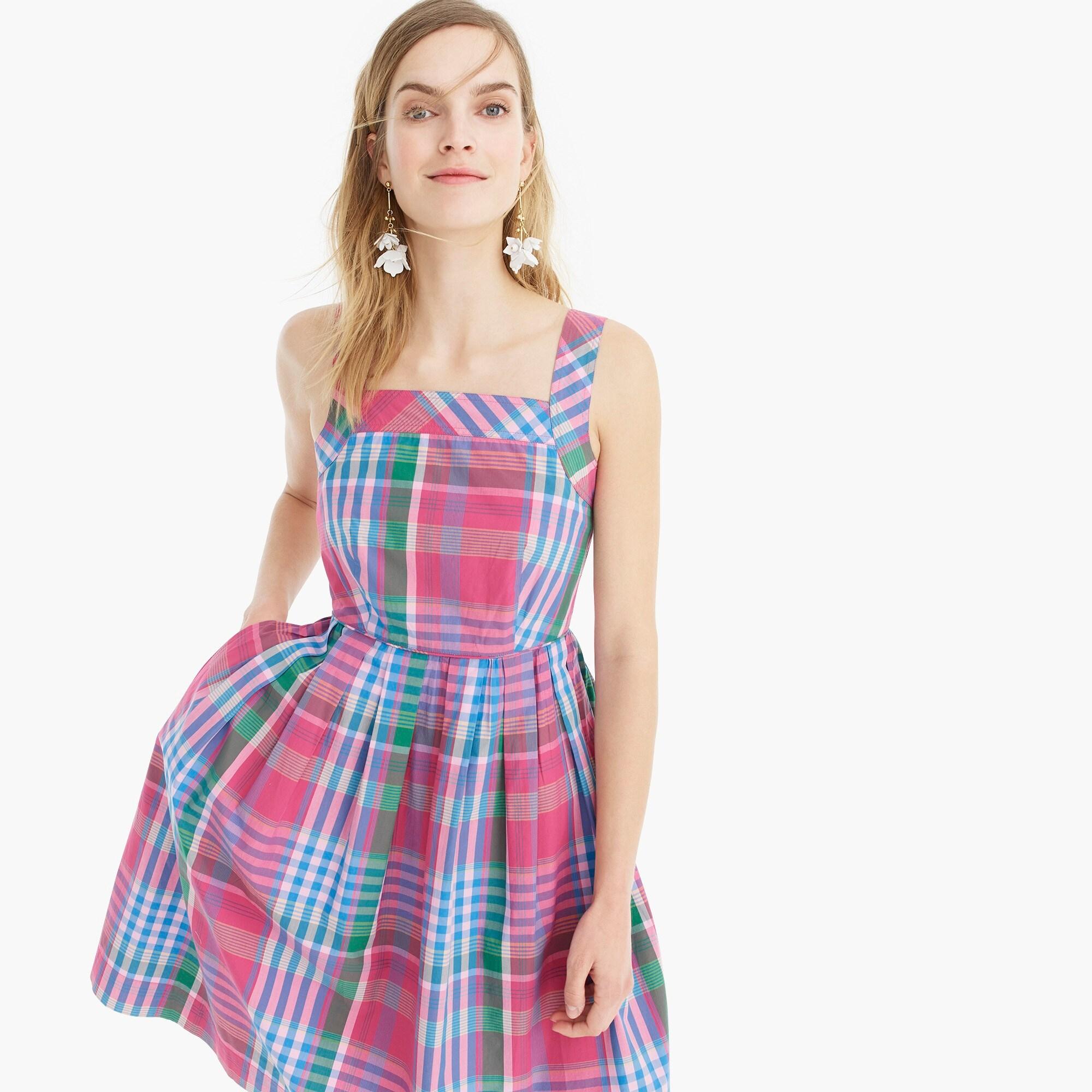 J.Crew Apron Sundress In Magenta Plaid Cotton Poplin - Lyst