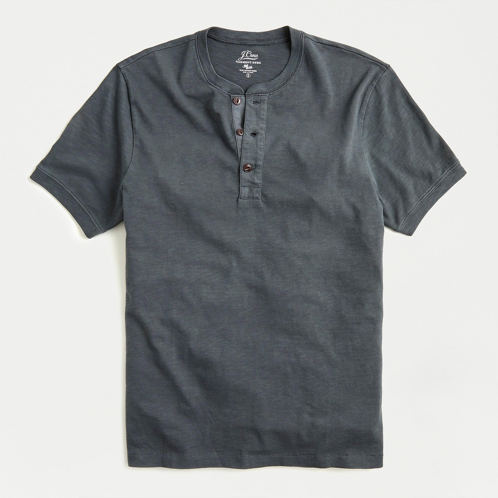 J.Crew Garmentdyed Slub Cotton Shortsleeve Henley in Black for Men Lyst