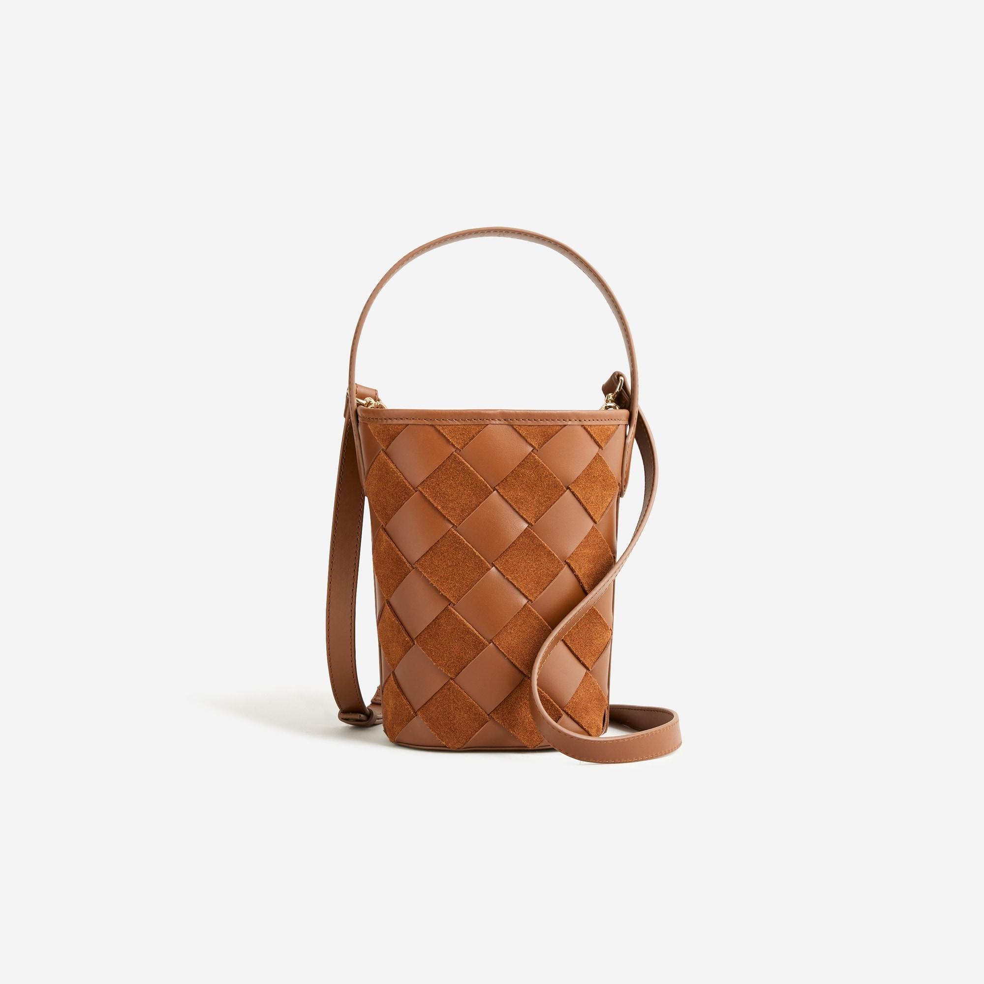 J.Crew Berkeley Woven Bucket Bag In Metallic Leather in Brown | Lyst