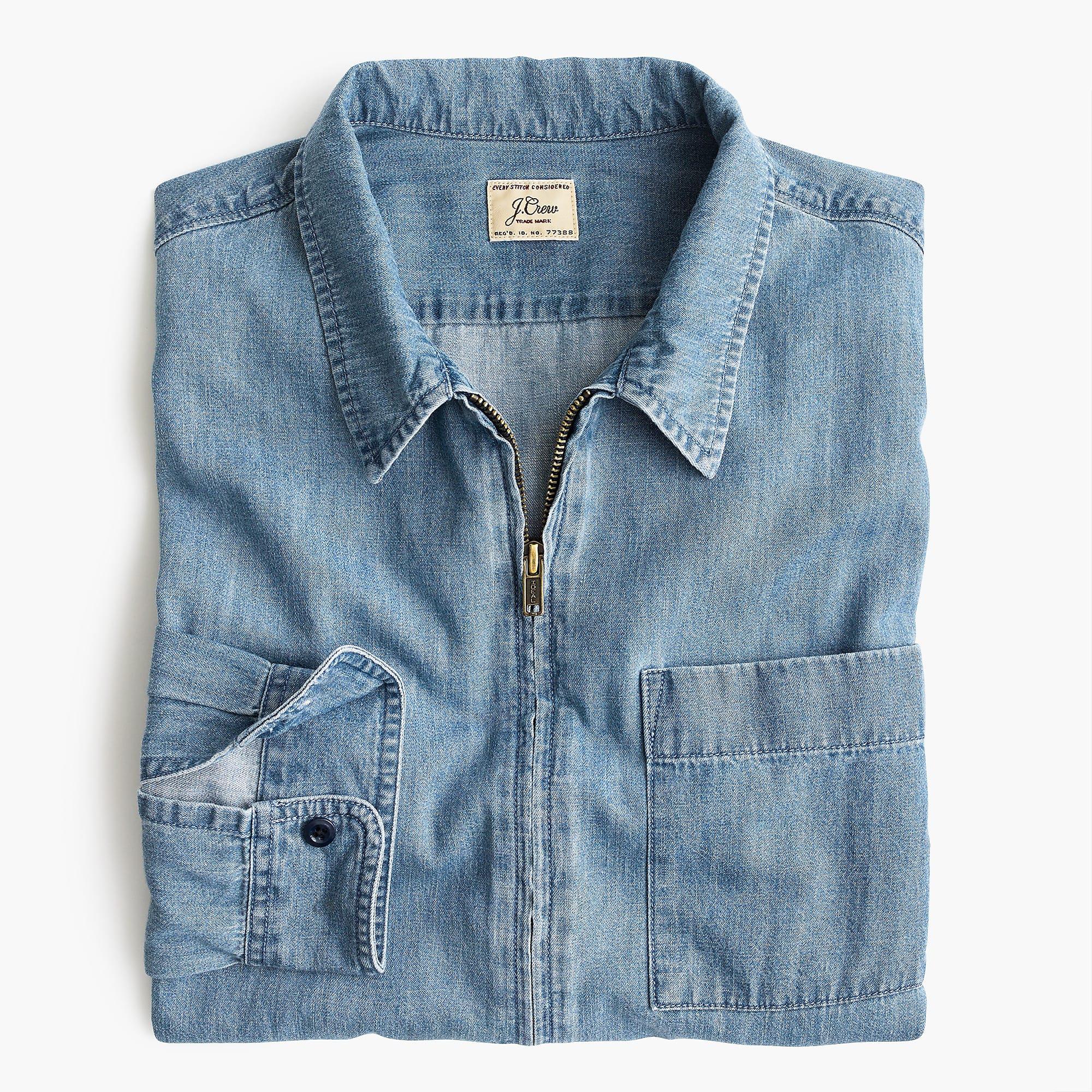 Lightweight Denim Zip-front Overshirt in Blue for Men Lyst