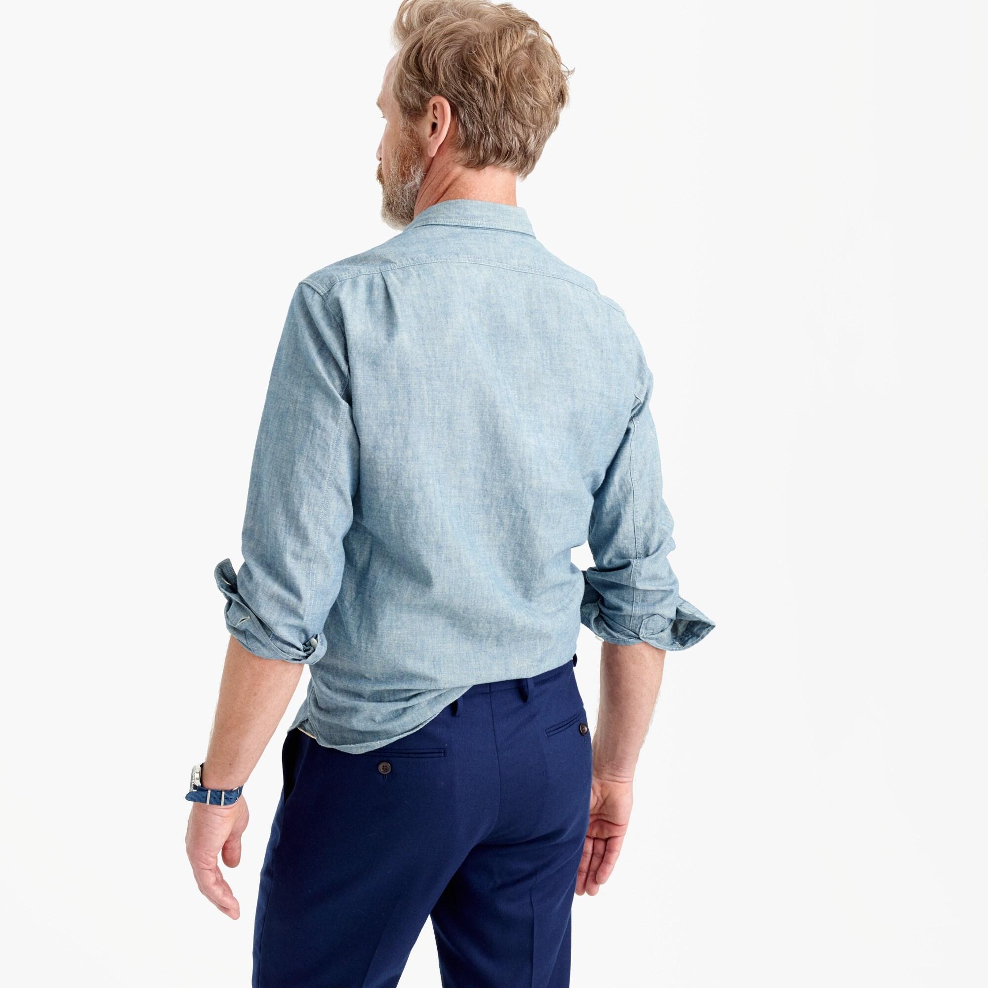 J.Crew Cotton Slim Selvedge Japanese Chambray Utility Shirt in Blue for