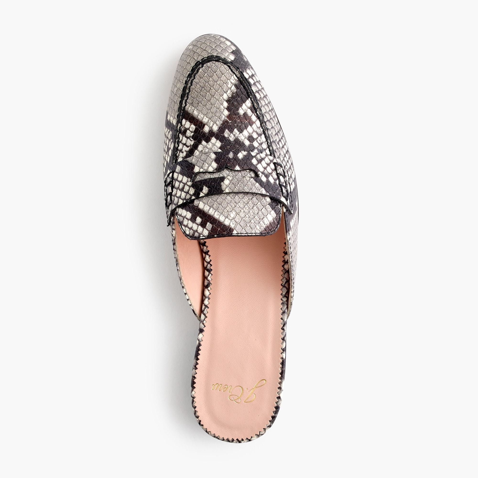 J.Crew Academy Penny Loafer Mules In Snake-embossed Leather - Lyst