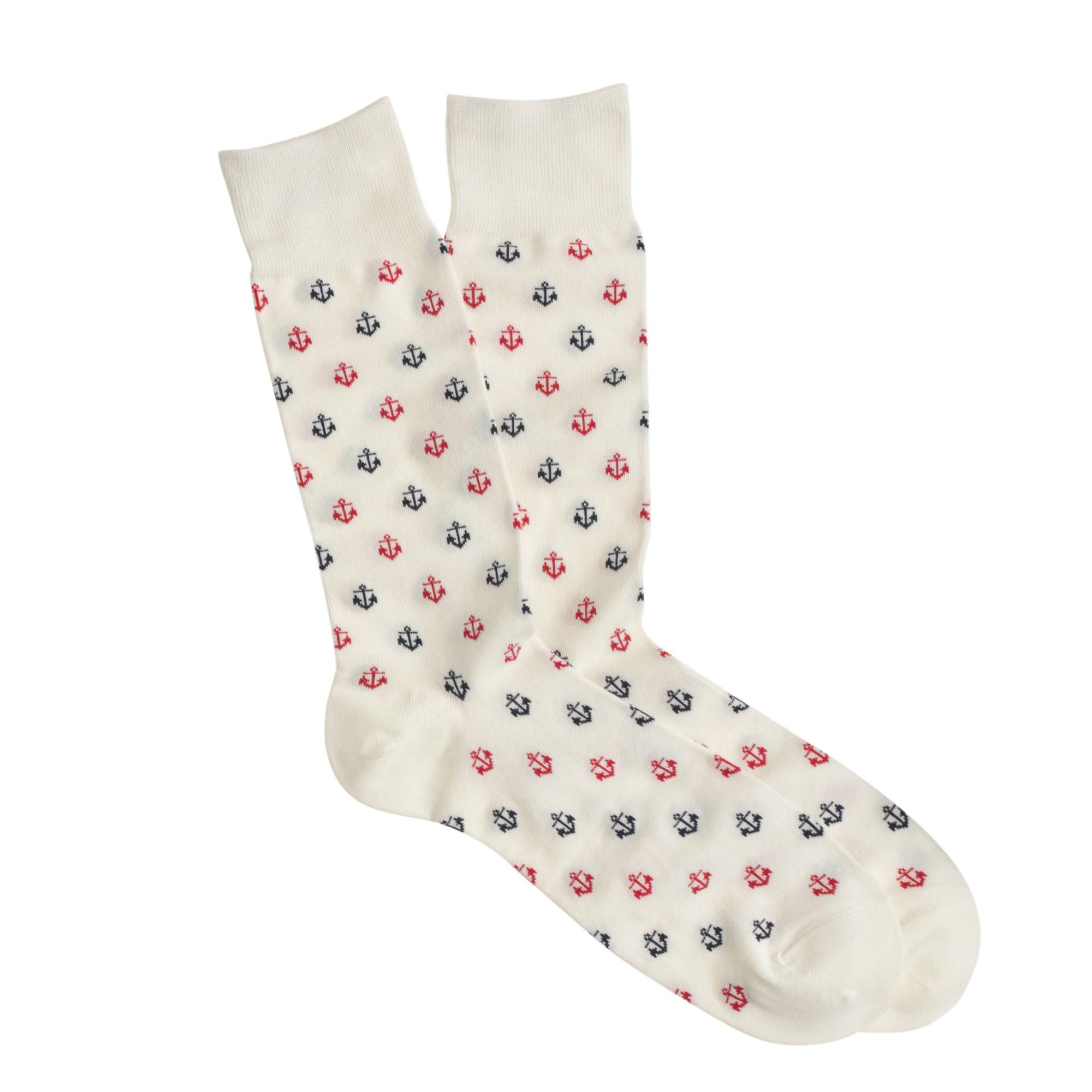 J.Crew Anchor Socks in White for Men Lyst