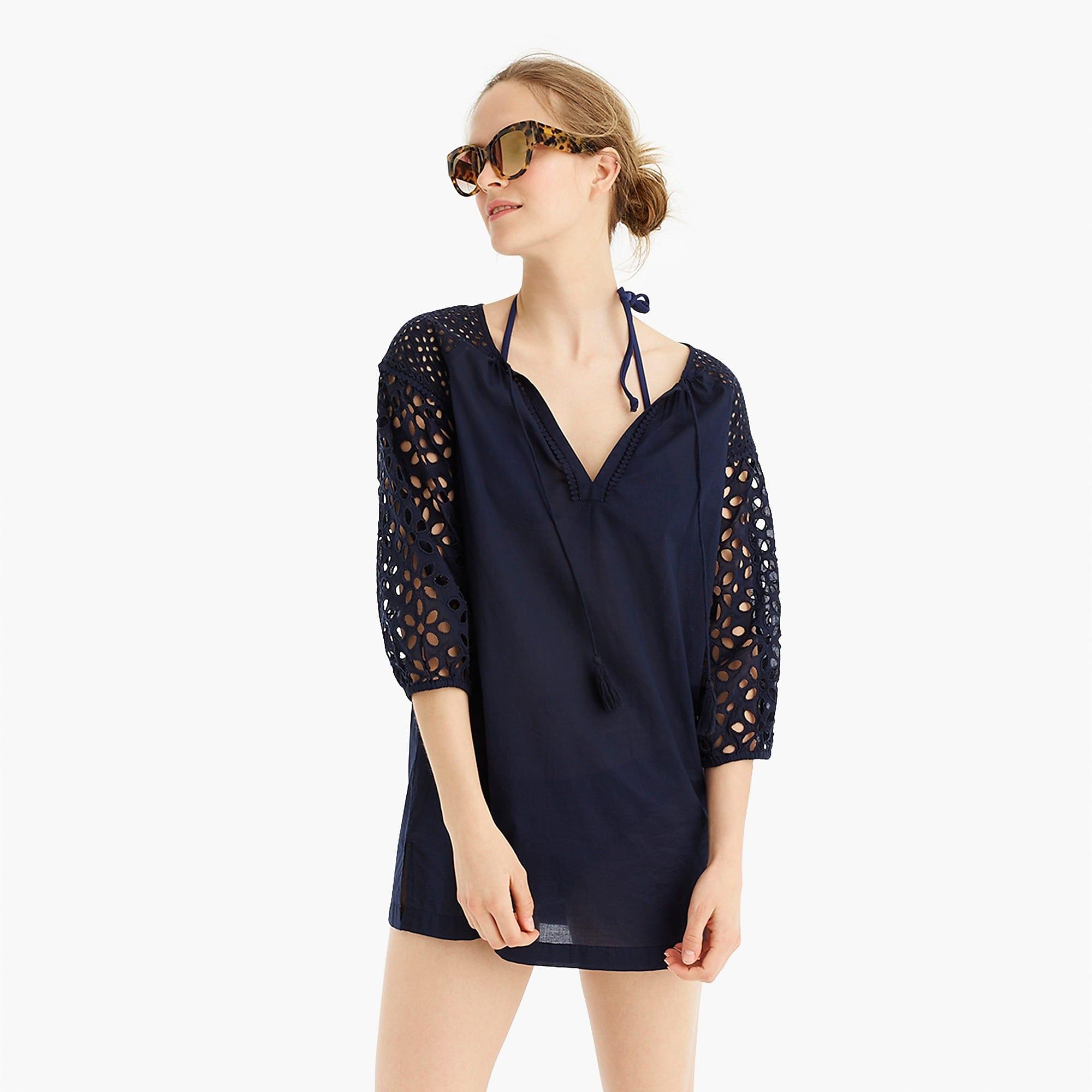 J.Crew Short Eyelet Tunic In Organic Cotton in Navy (Blue) Lyst