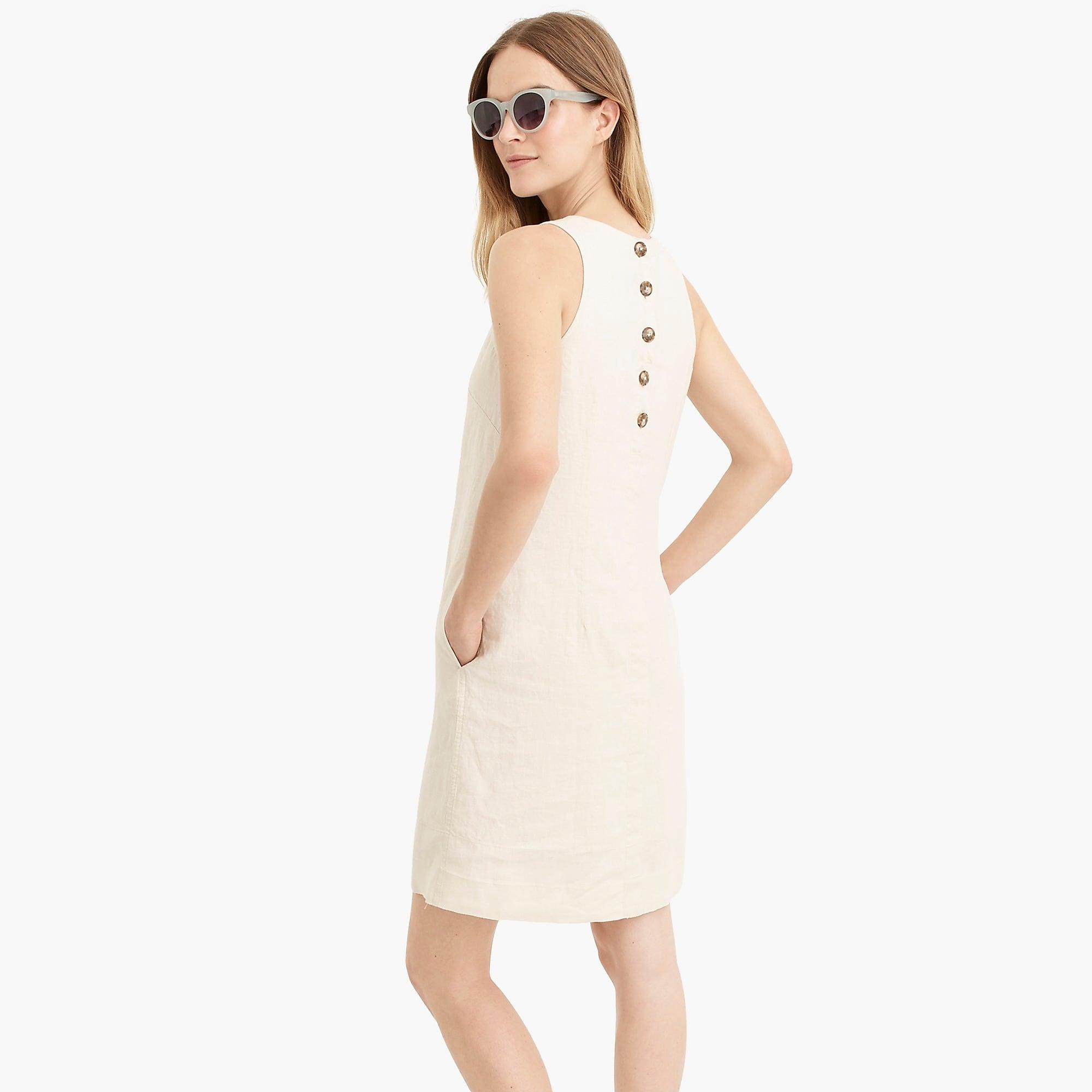 J.Crew Button-back Shift Dress In Beauchamps Linen in Natural | Lyst