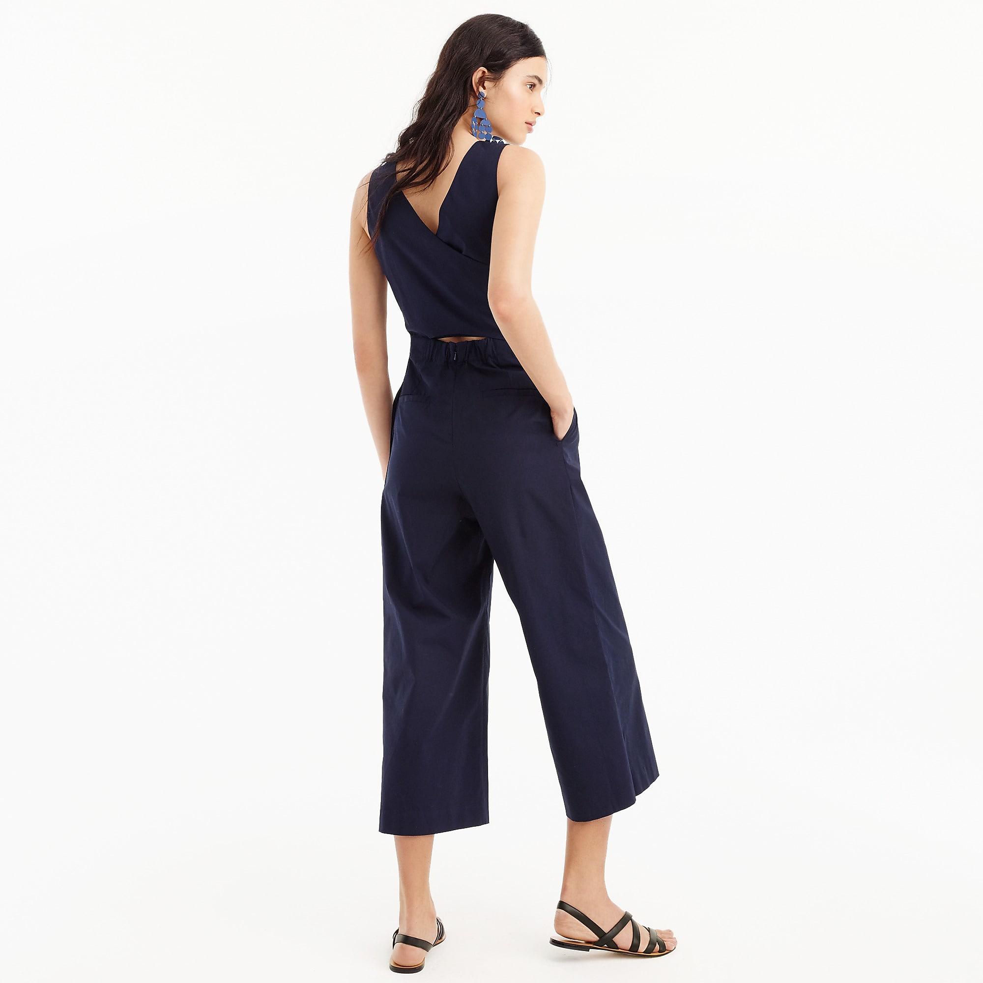 j crew wrap tie jumpsuit poplin