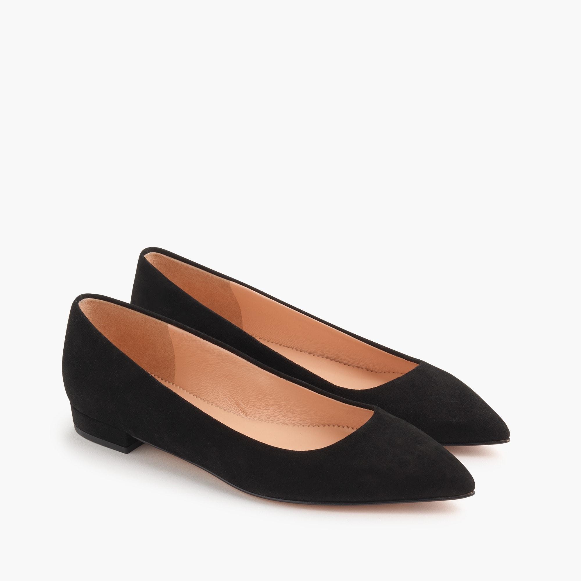 J.Crew Pointed-toe Flats In Suede in Black - Lyst