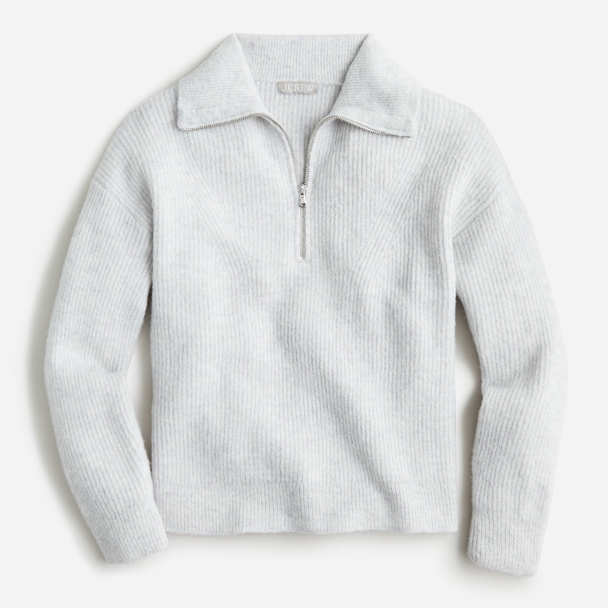 J.Crew Half-zip Stretch Wool Sweater in Gray | Lyst