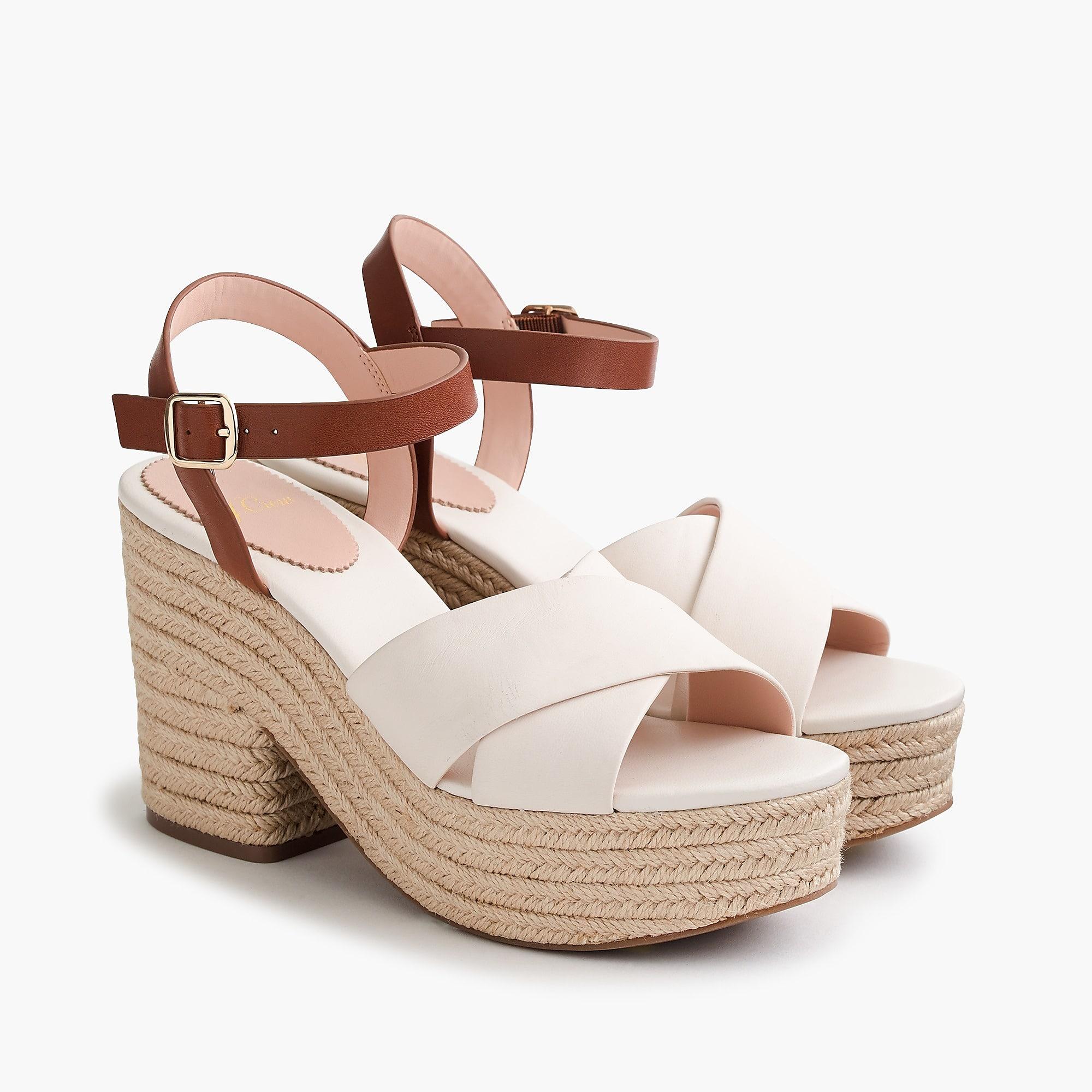 J.Crew Platform Espadrille Sandals In Two-tone Leather in Ivory (White ...