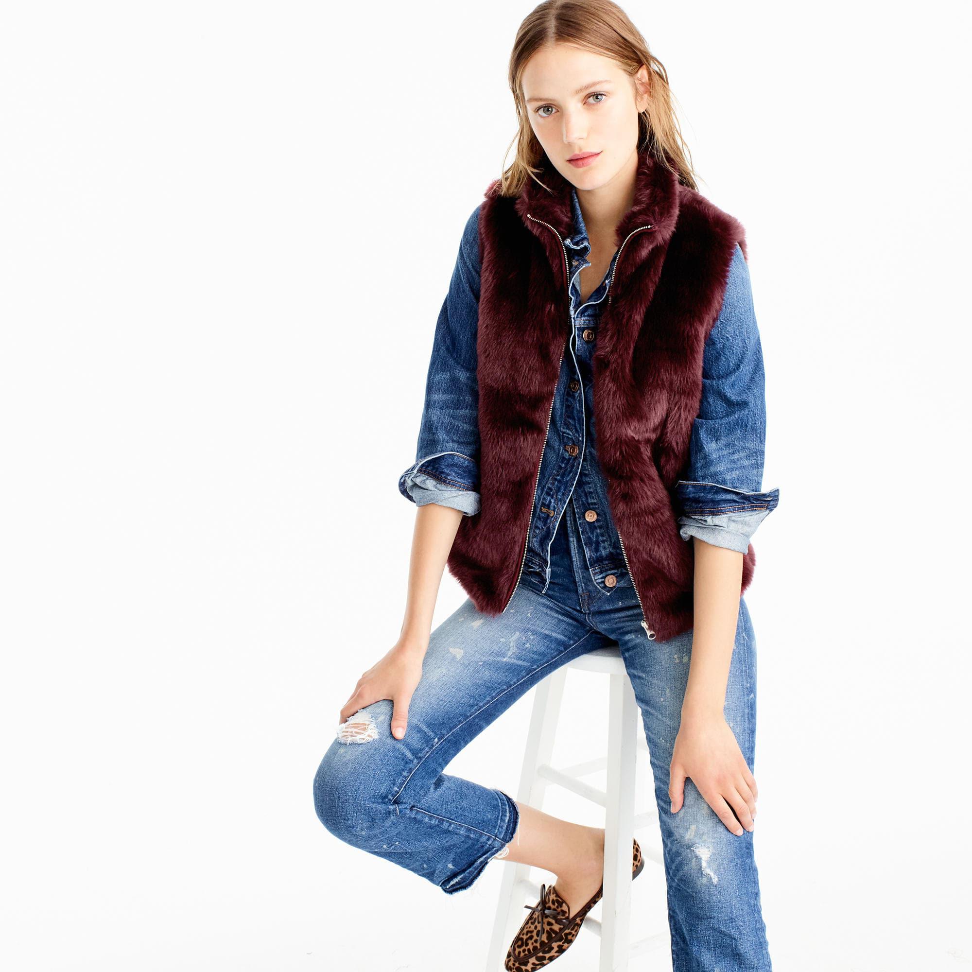 j crew faux fur jacket