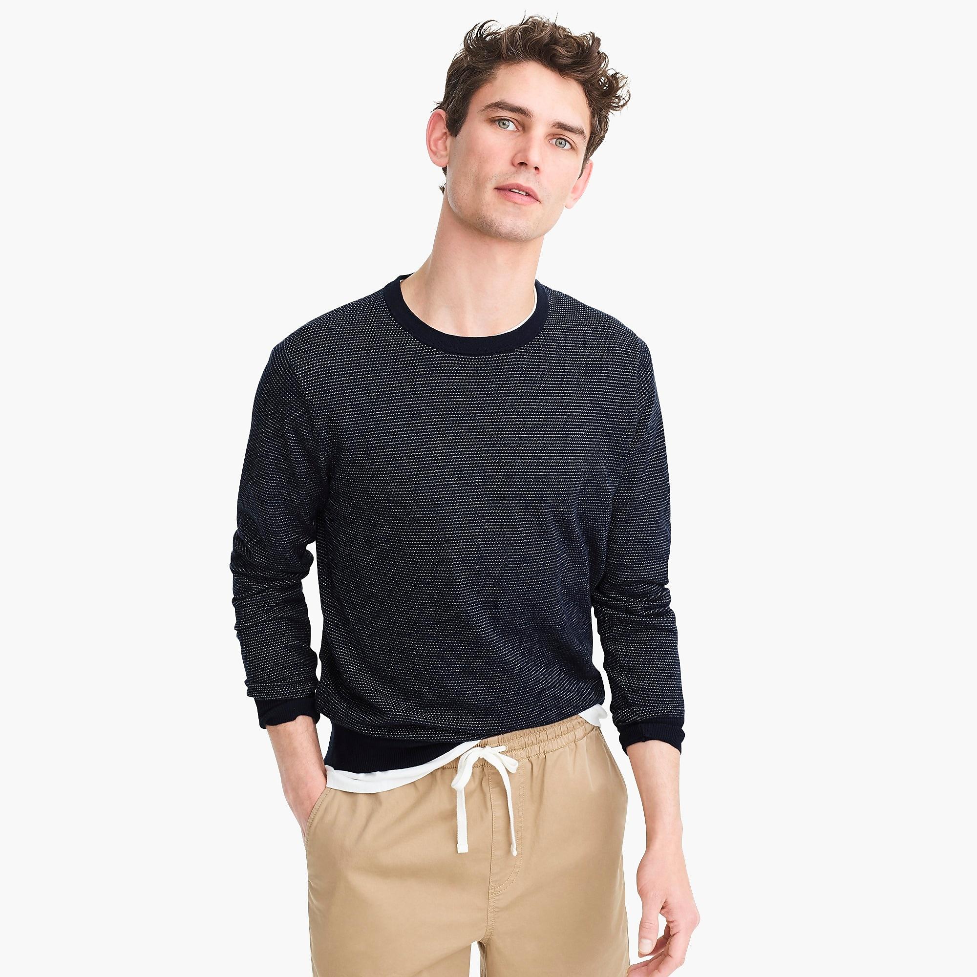 yoke printed cotton crewneck sweater