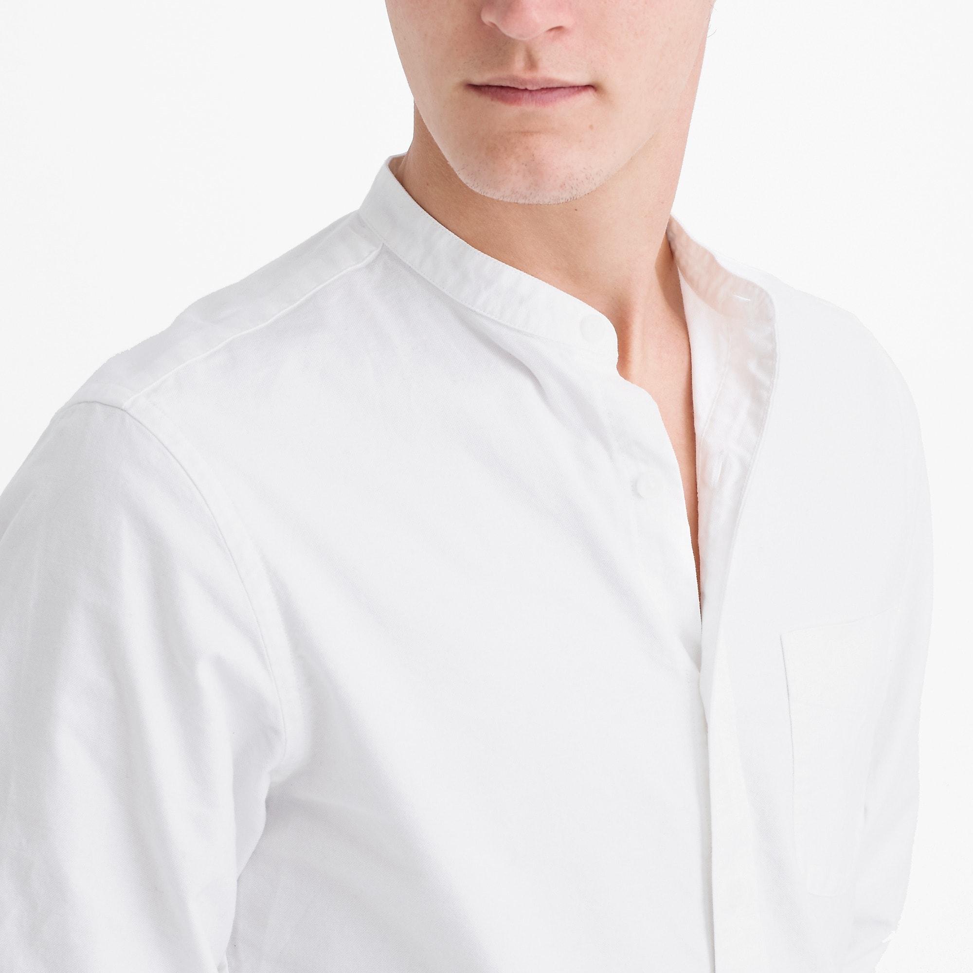 J.Crew Band-collar Oxford Shirt In White for Men | Lyst
