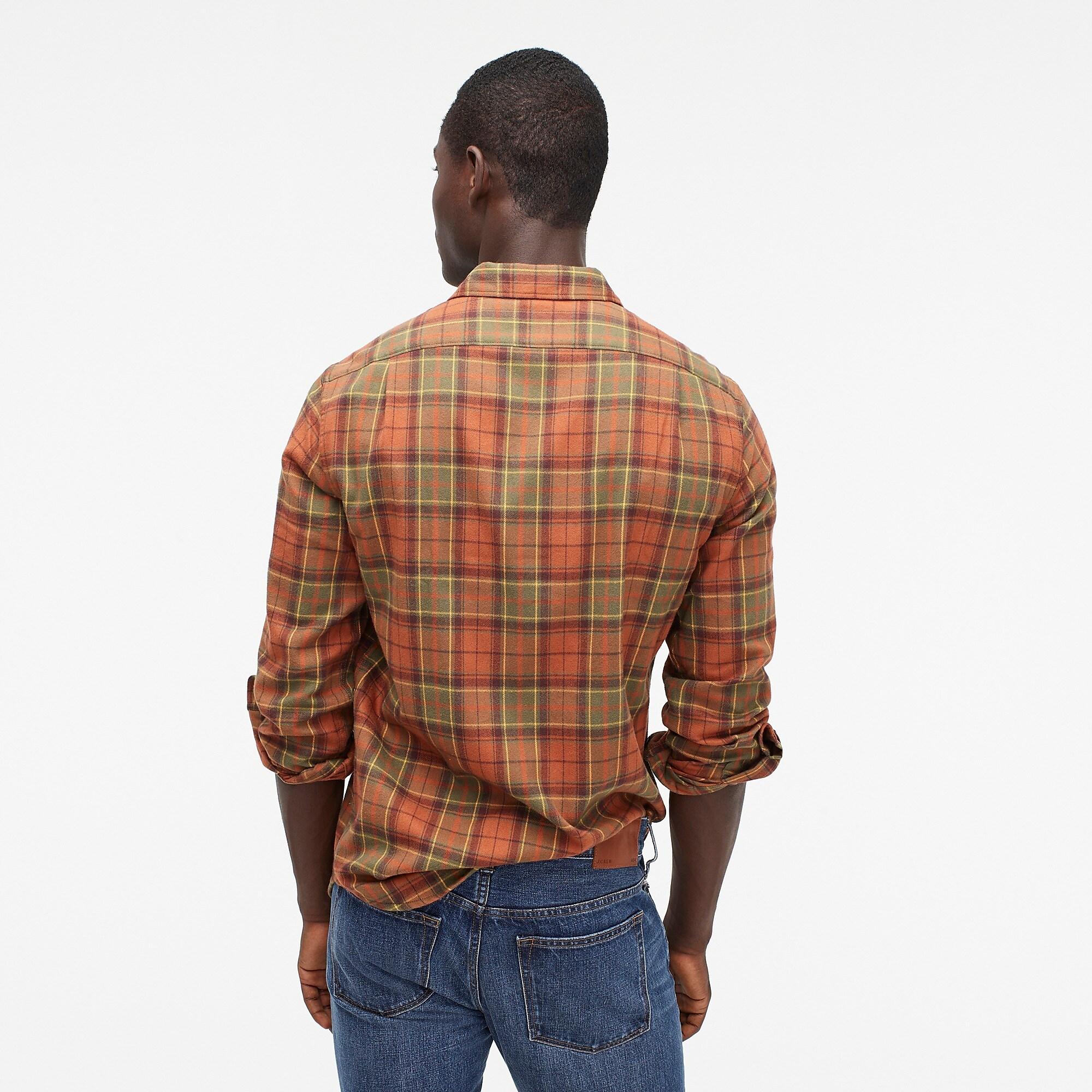 J.Crew Midweight Flannel Shirt In Burnt Orange Plaid for Men - Lyst