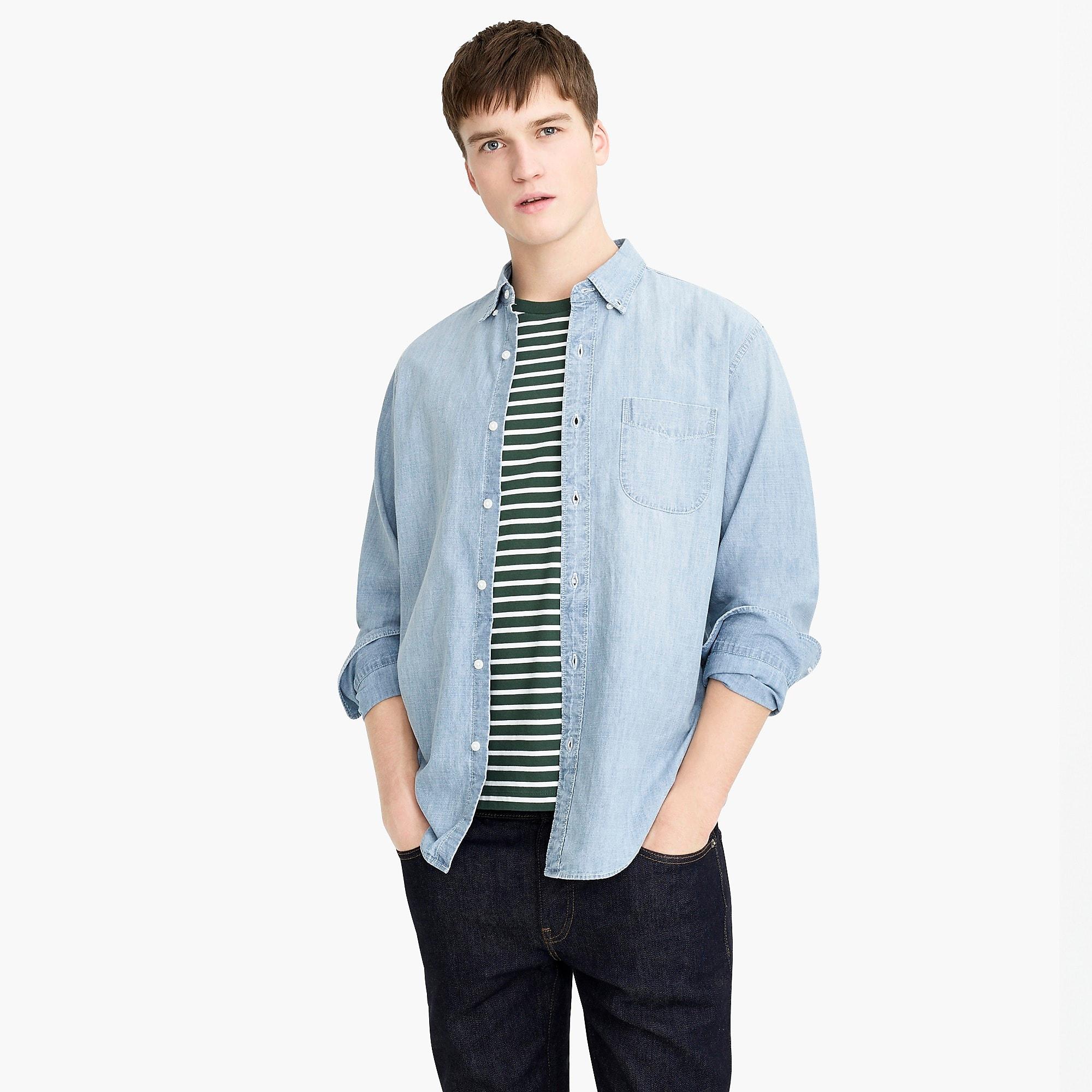 J.Crew Denim Slim Lightwash Chambray Shirt in Blue for Men Lyst