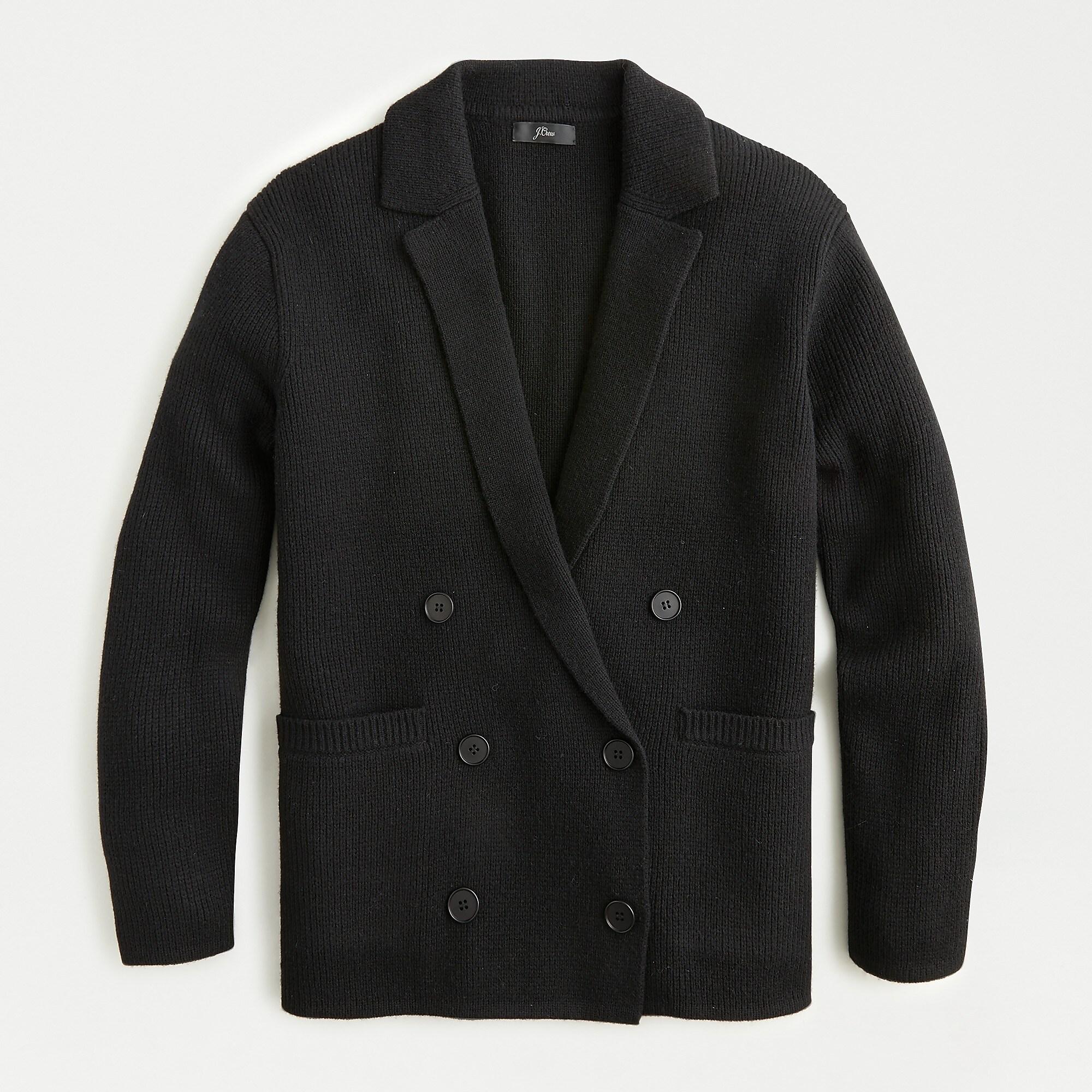 J.Crew Wool Double-breasted Sweater-blazer in Black - Lyst