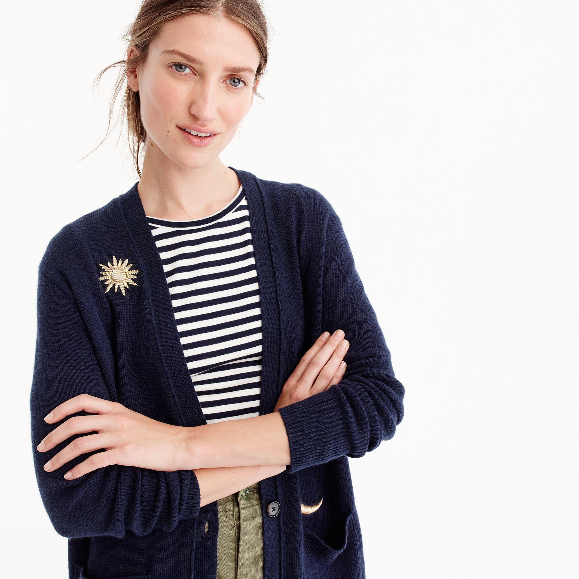 j crew navy cardigan