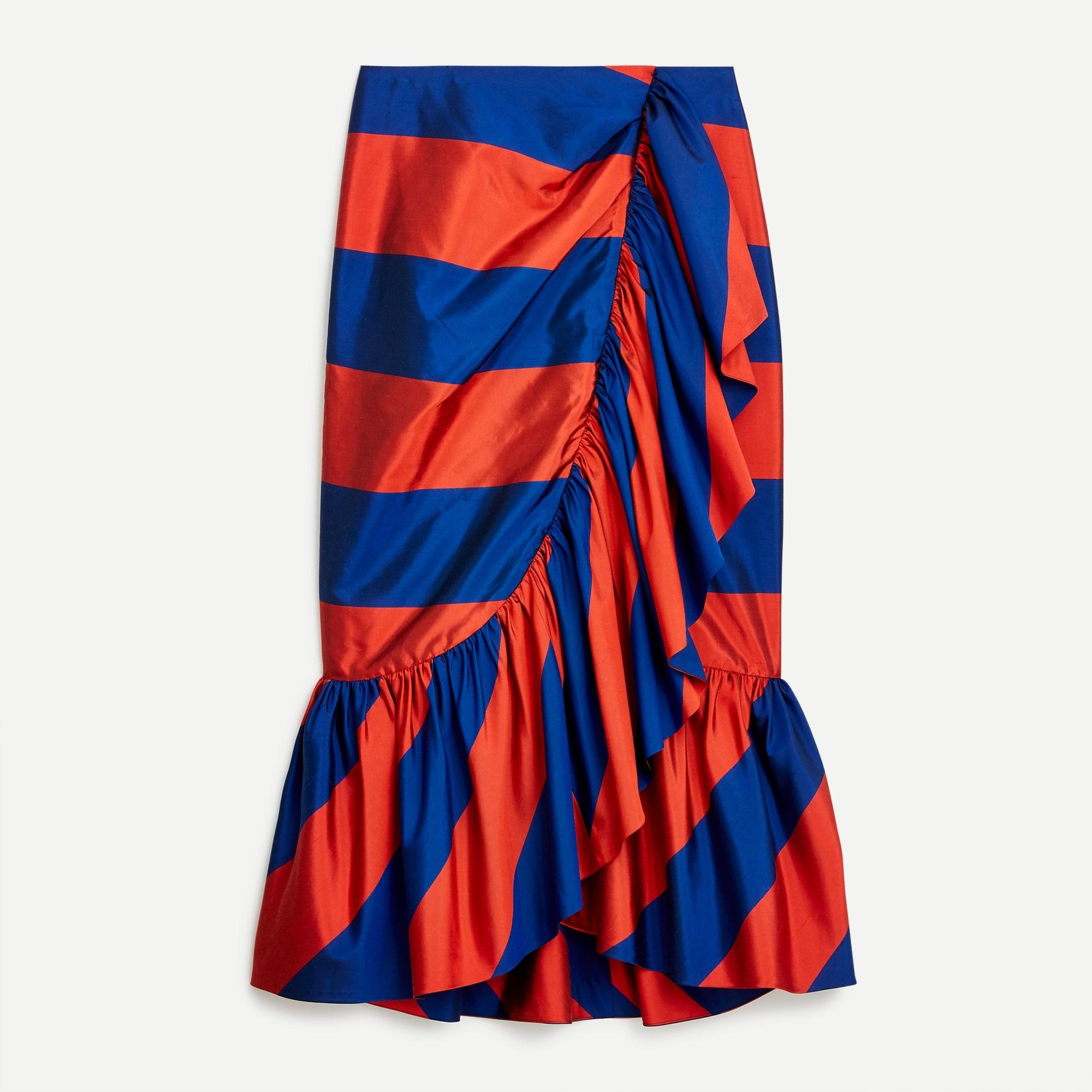 J.Crew Rufflefront Skirt In Rugby Stripe in Blue Lyst