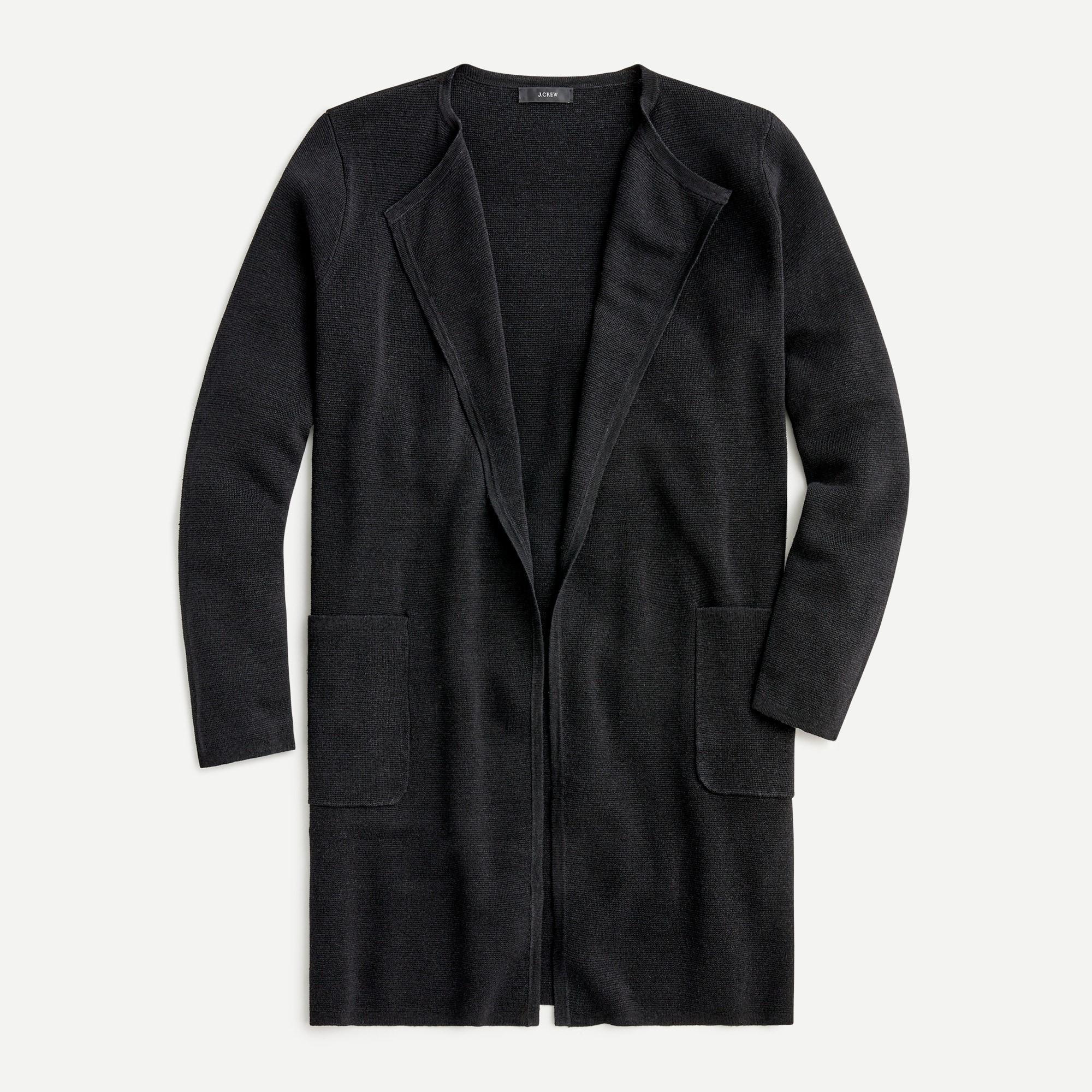 J.Crew Juliette Collarless Sweaterblazer In Linen Blend in Black Lyst