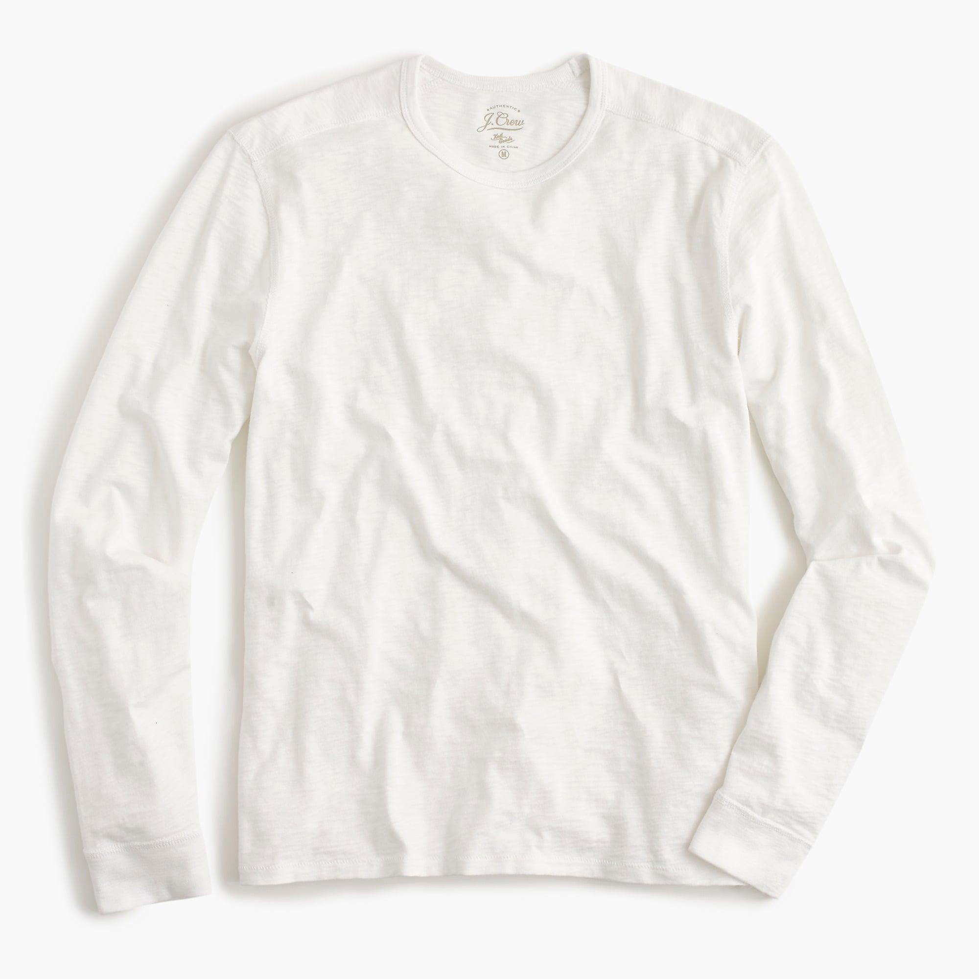 J.Crew Long-sleeve Textured Cotton T-shirt in White for Men - Lyst