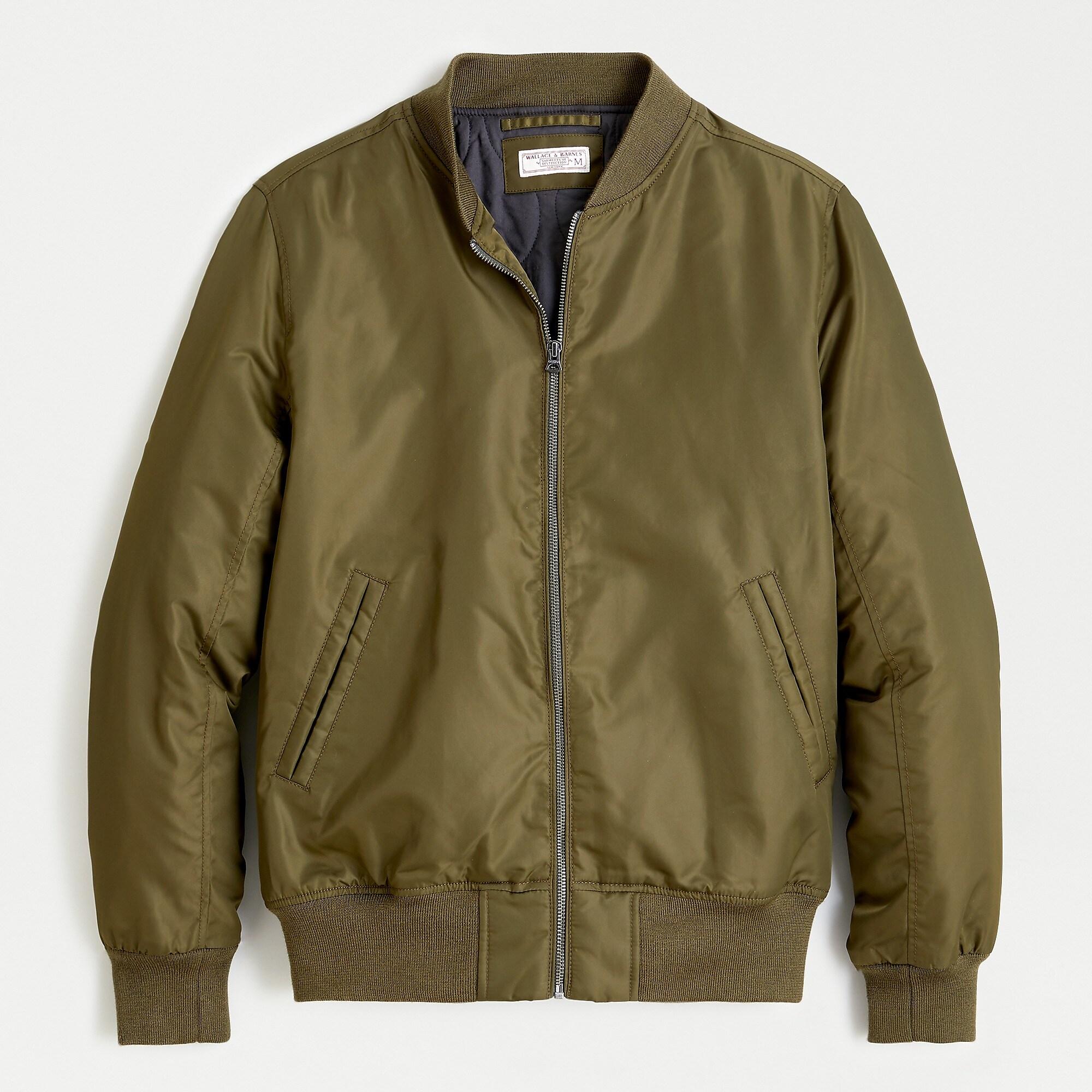 J.Crew Leather Wallace & Barnes Flight Bomber Jacket in Vintage Olive