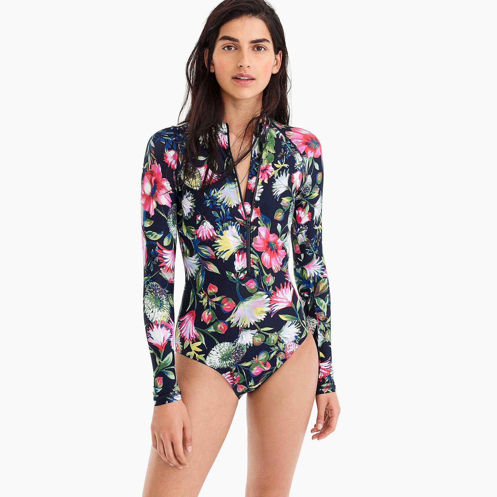 long sleeve floral swimsuit