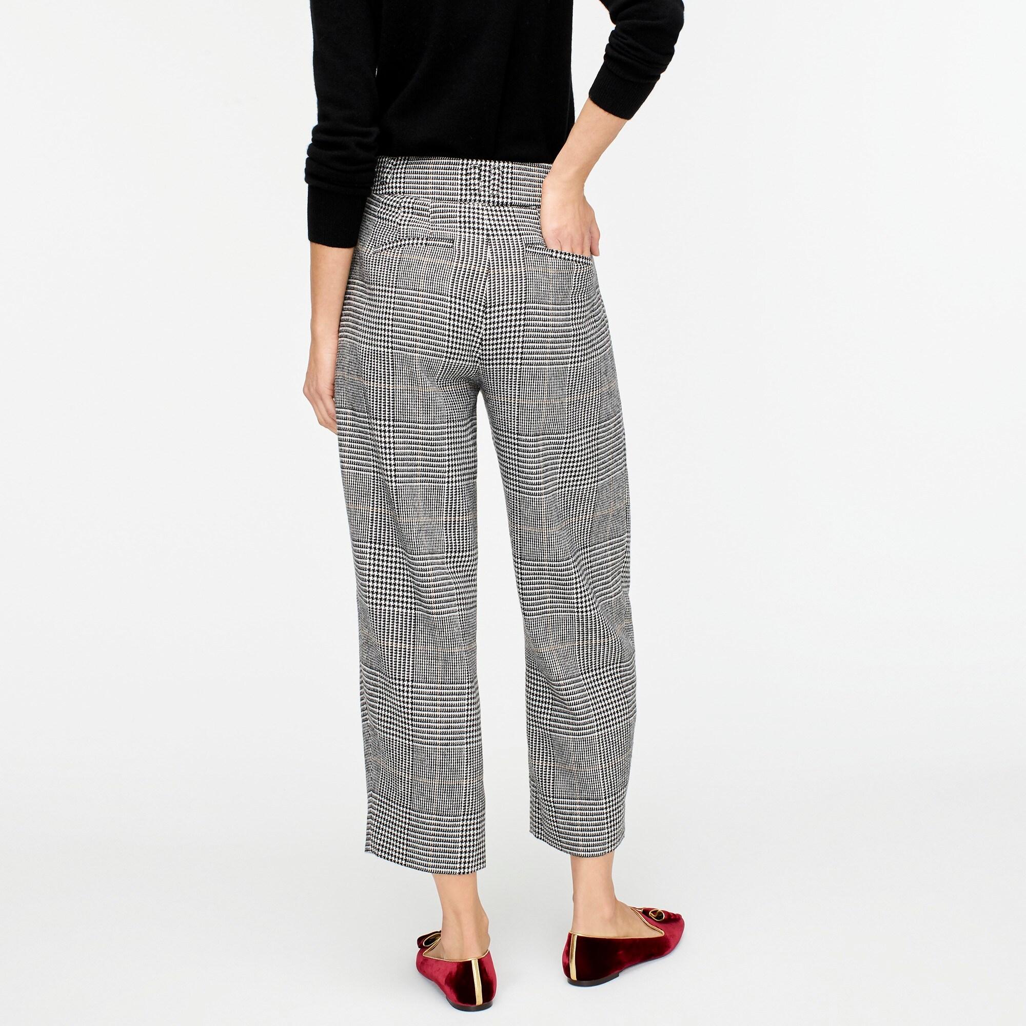 plaid high rise tapered pants