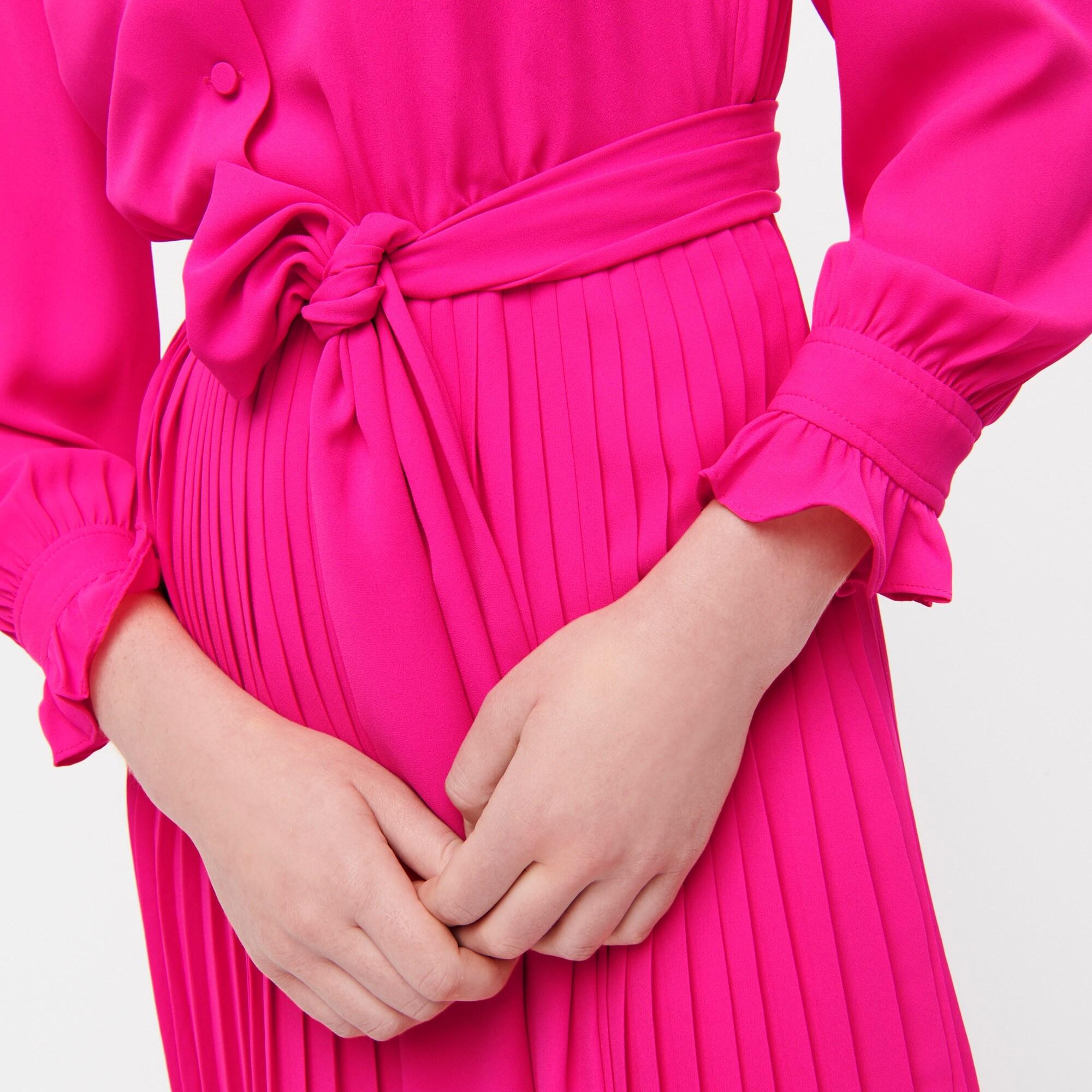 J.Crew Tie front Pleated Dress in Pink Lyst