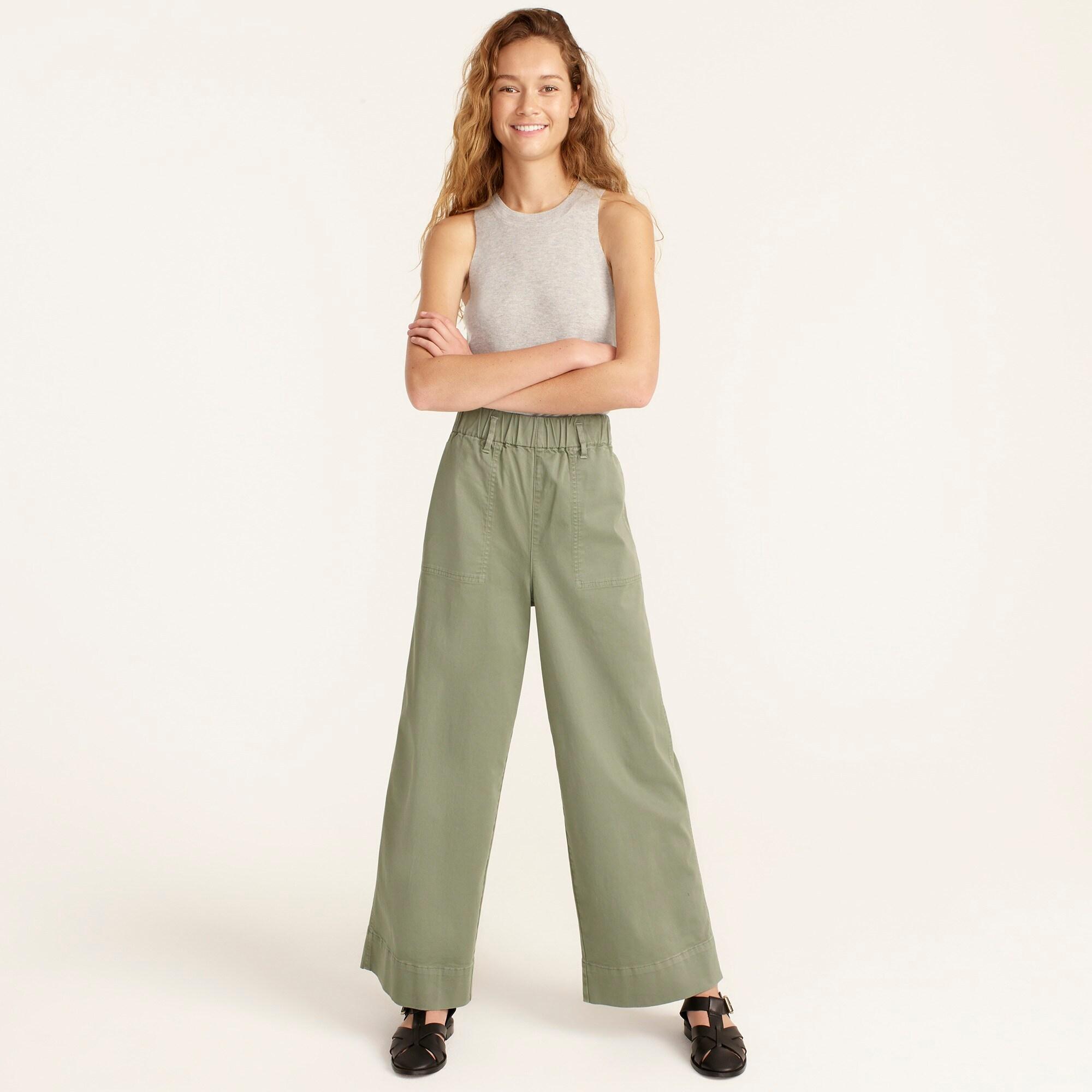 J.Crew Pull-on Wide-leg Chino Pant in Green
