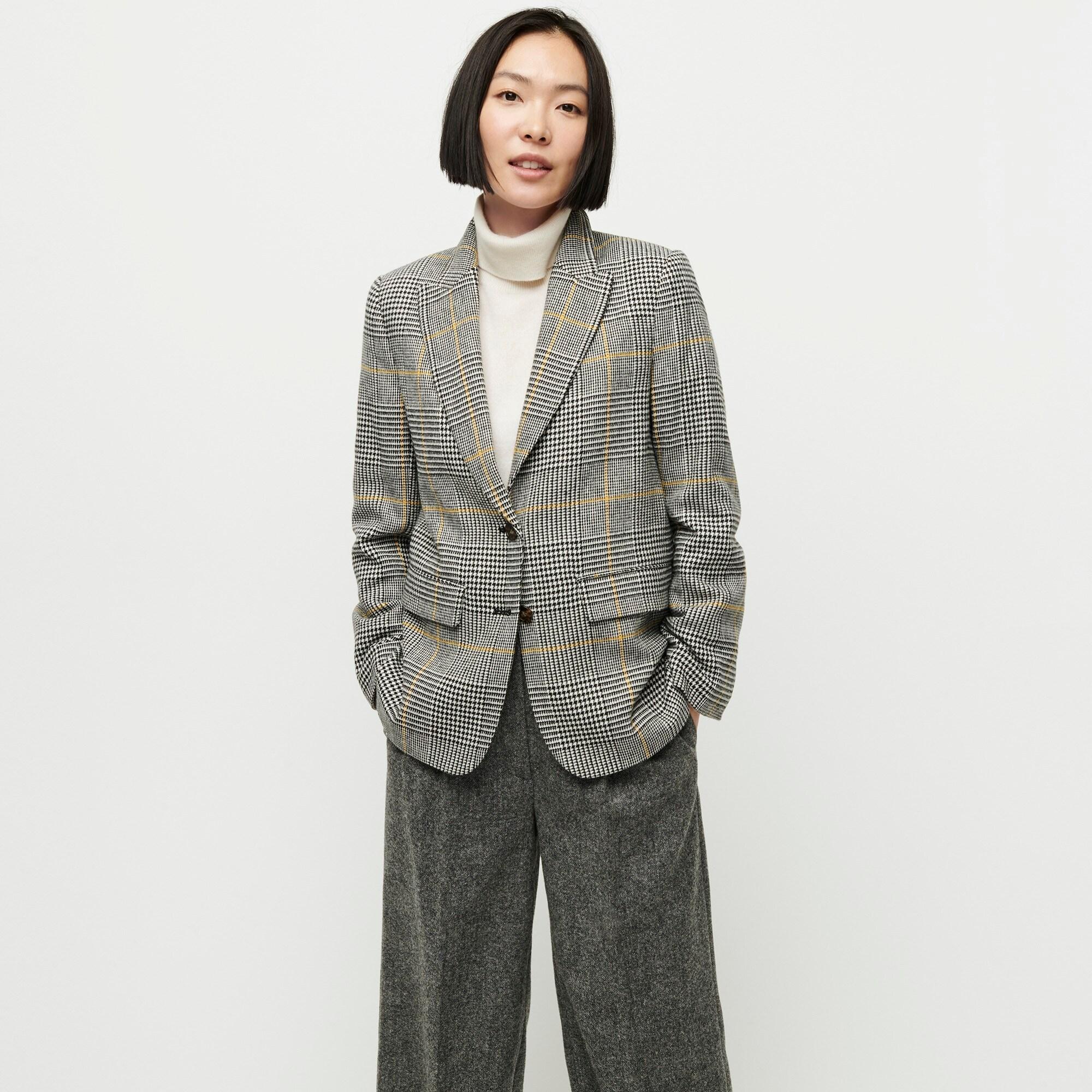 J.Crew Synthetic Boyfriend Blazer In Glen Plaid in Black Lyst