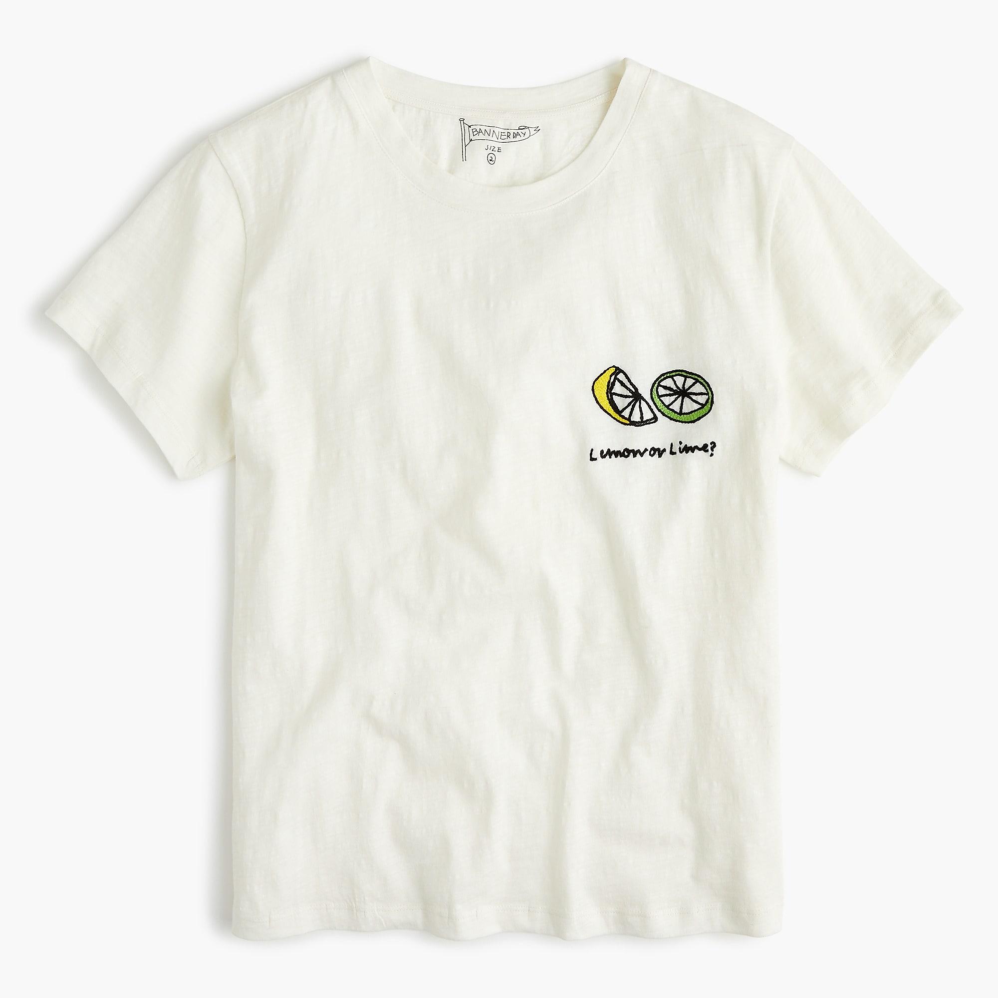 J Crew Cotton Banner Day X Lemons And Limes Crewneck T Shirt In